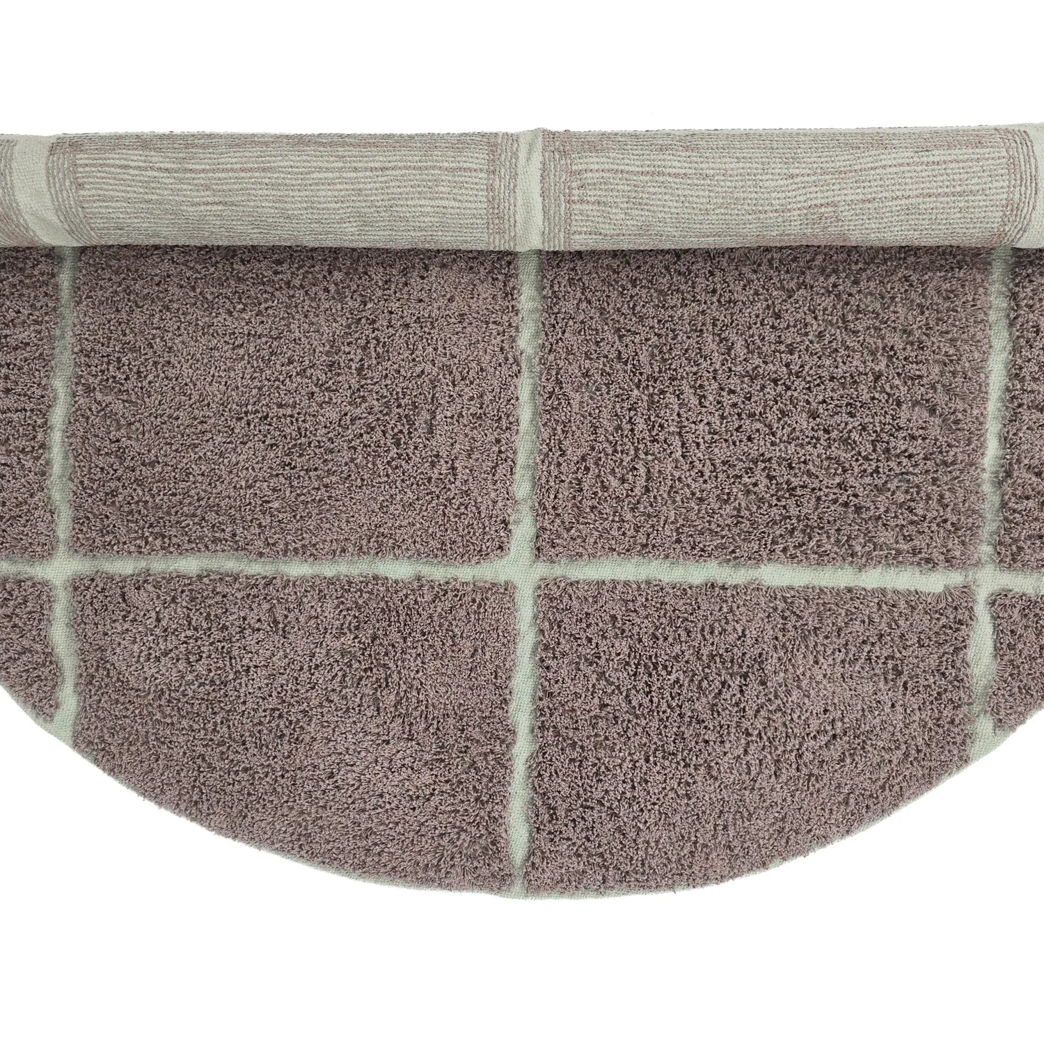 Kolo koberce - Bellevue Natural Cotton Shaggy (taupe/zelená)