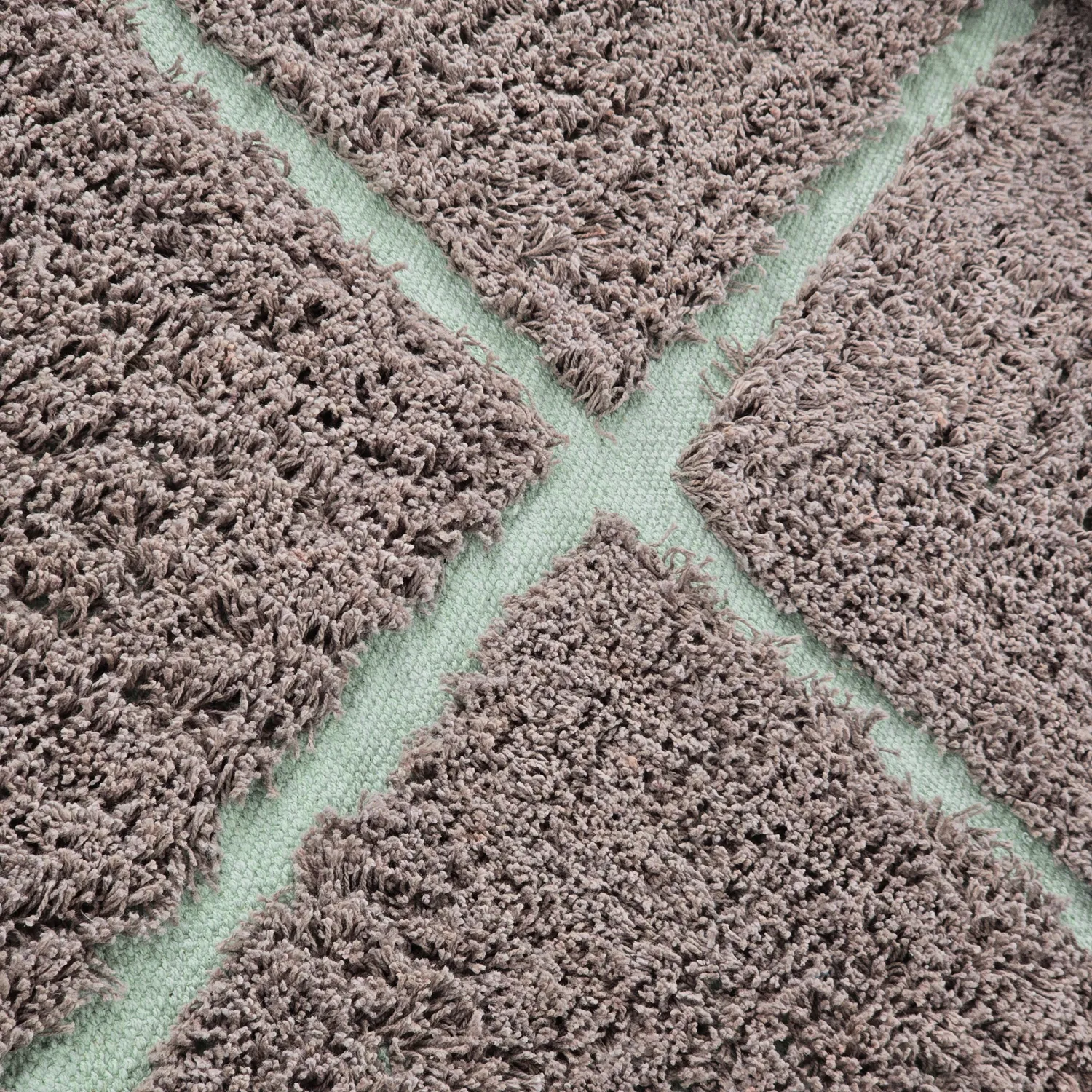 Kolo koberce - Bellevue Natural Cotton Shaggy (taupe/zelená)