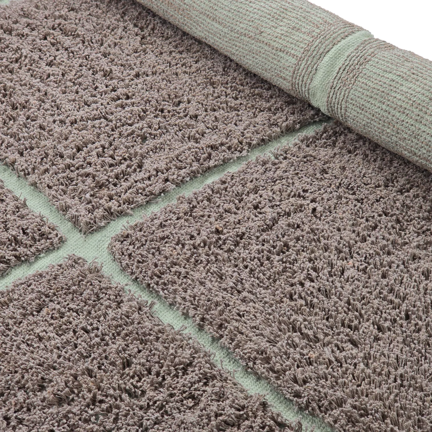 Kolo koberce - Bellevue Natural Cotton Shaggy (taupe/zelená)