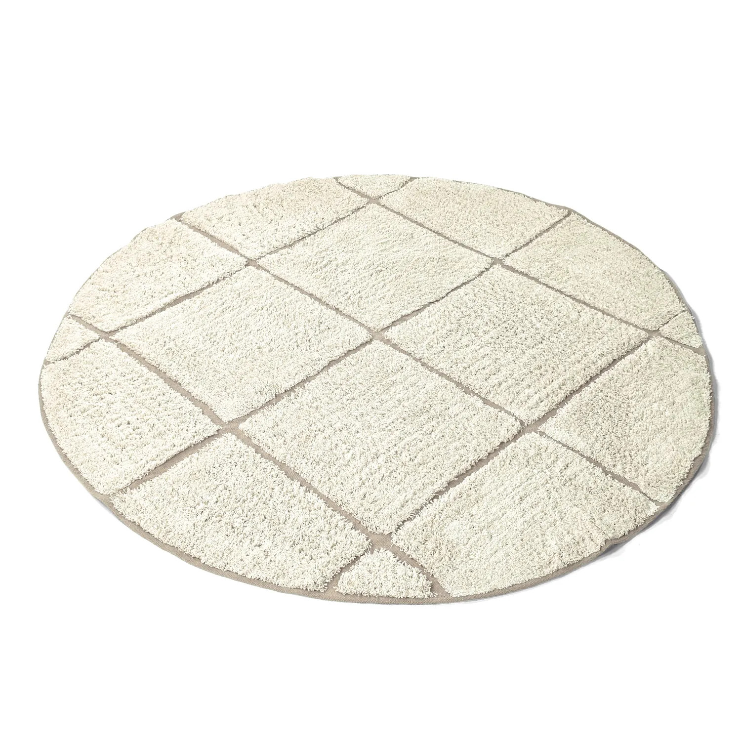Kruhový koberec - Bellevue Natural Cotton Shaggy (špinavá biela/bežová)