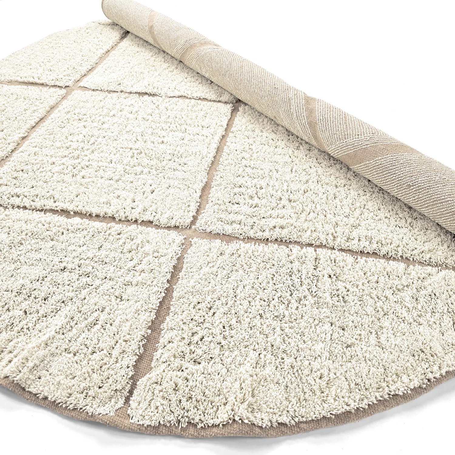 Kruhový koberec - Bellevue Natural Cotton Shaggy (špinavá biela/bežová)