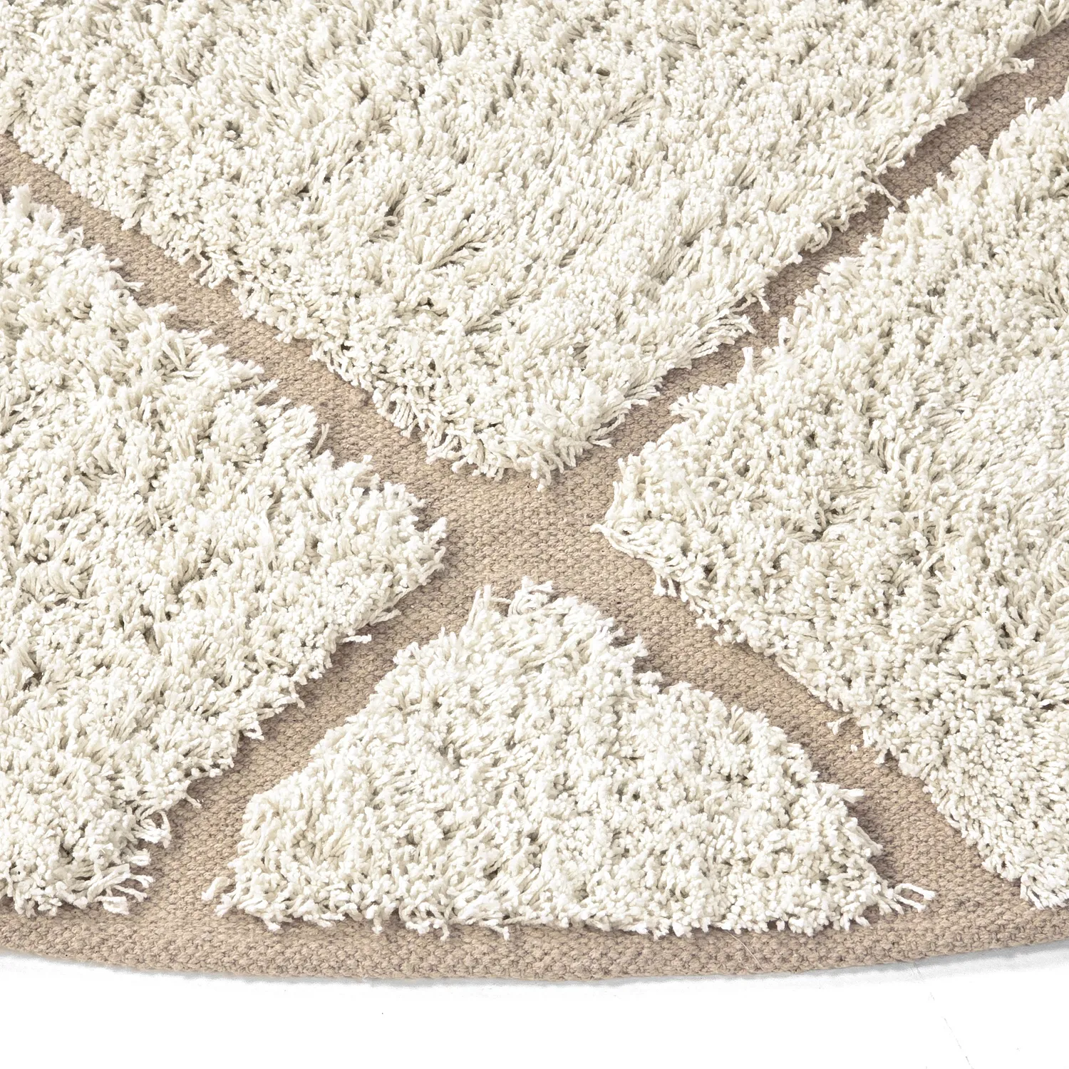 Kruhový koberec - Bellevue Natural Cotton Shaggy (špinavá biela/bežová)