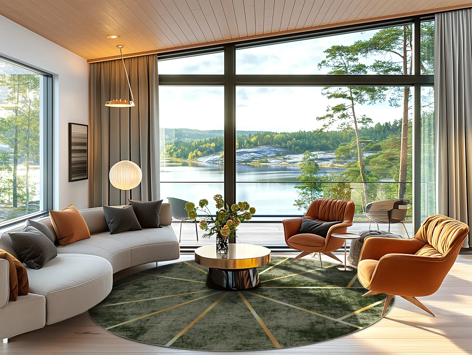 Kruhový koberec - Bellizzi (zelená)