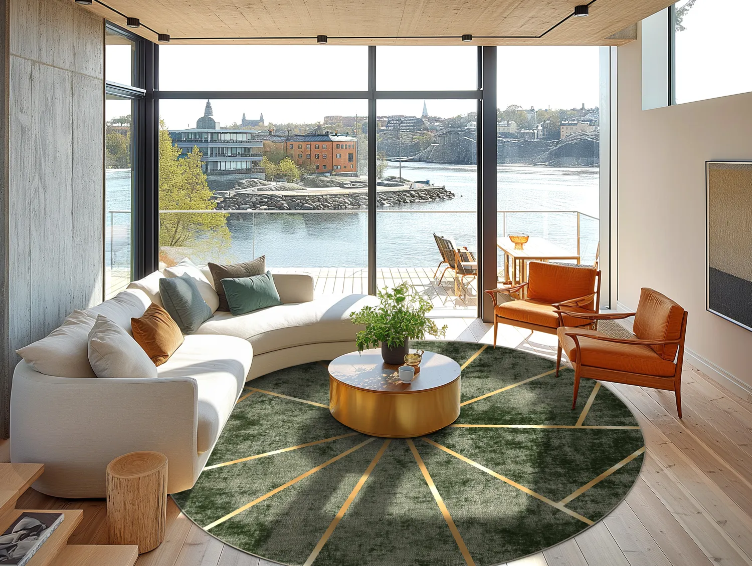 Kruhový koberec - Bellizzi (zelená)