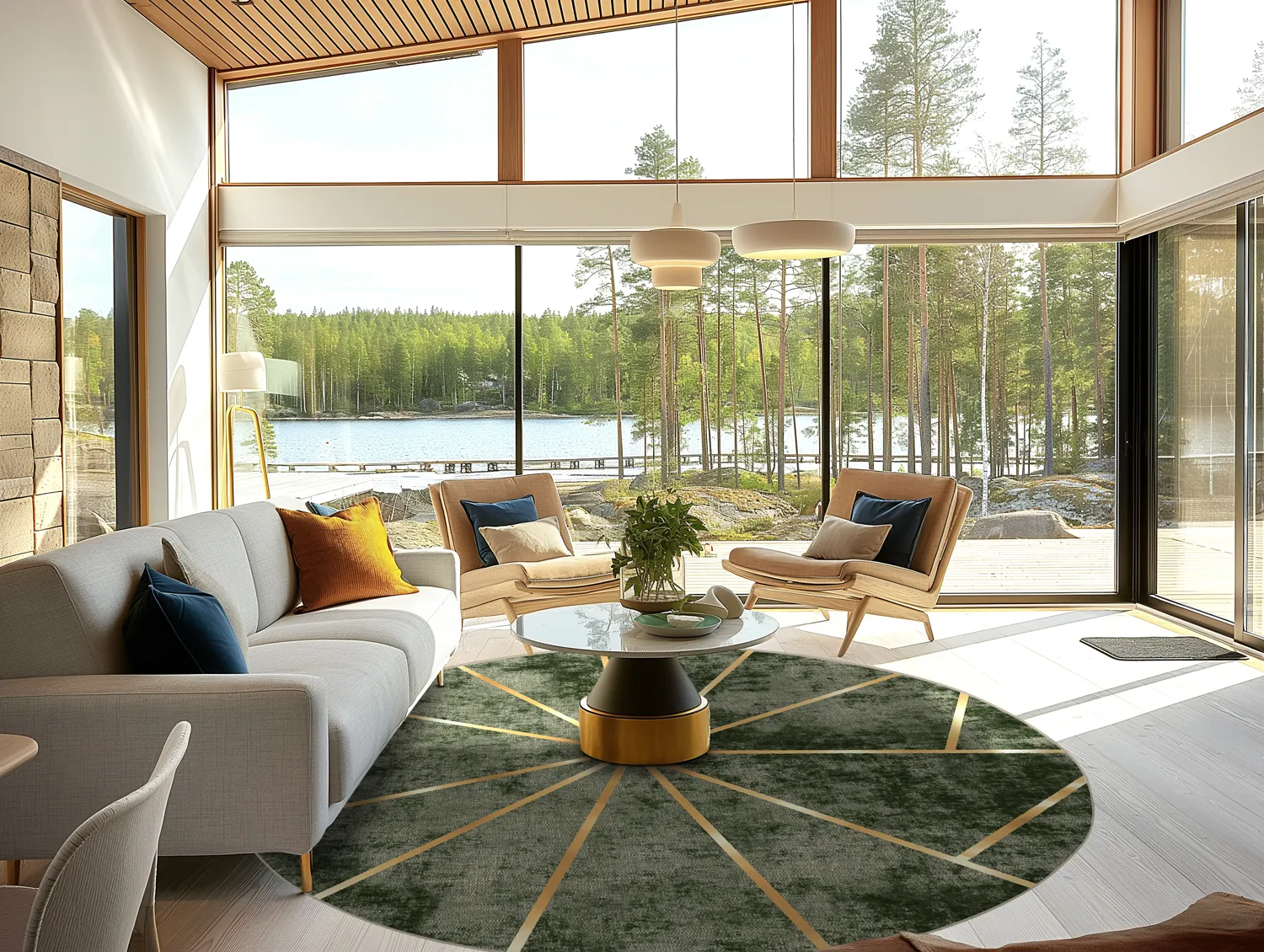 Kruhový koberec - Bellizzi (zelená)