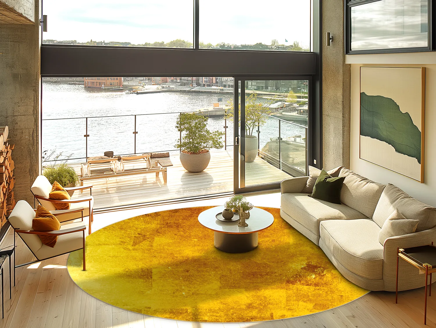 Kruhový koberec - Benali (zlatý)