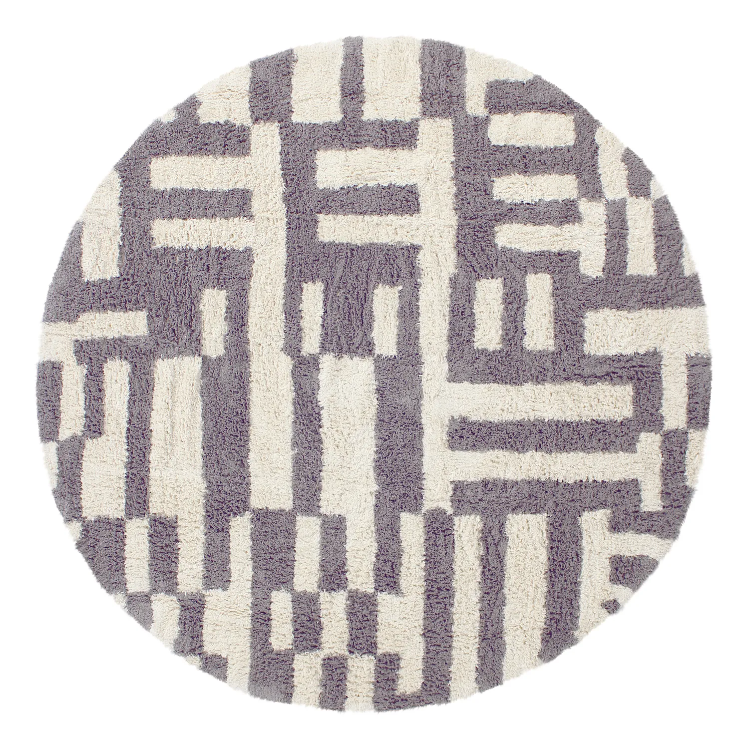 Kruhový koberec - Bergamo Natural Cotton Shaggy (šedá/biela)