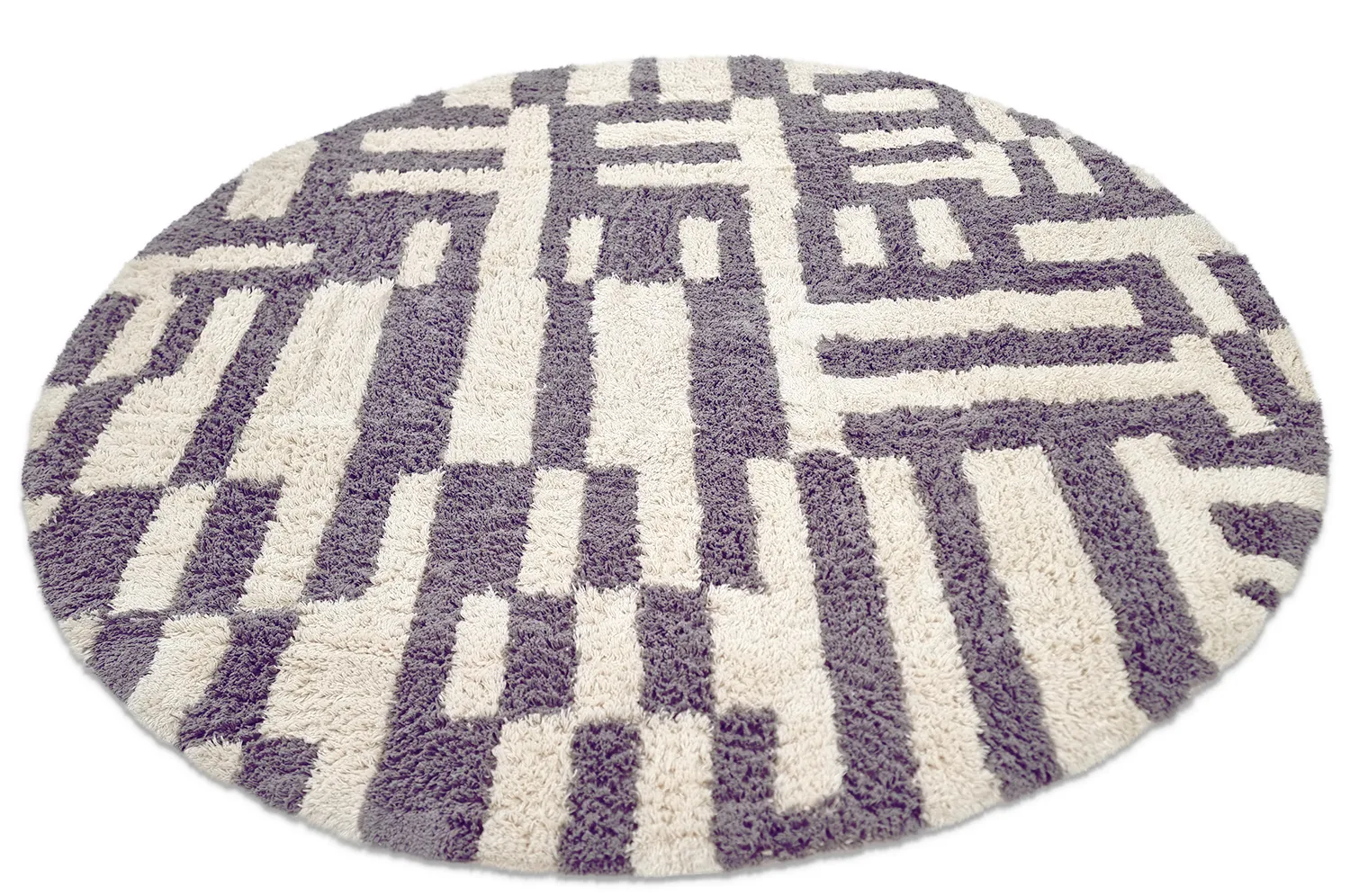Kruhový koberec - Bergamo Natural Cotton Shaggy (šedá/biela)