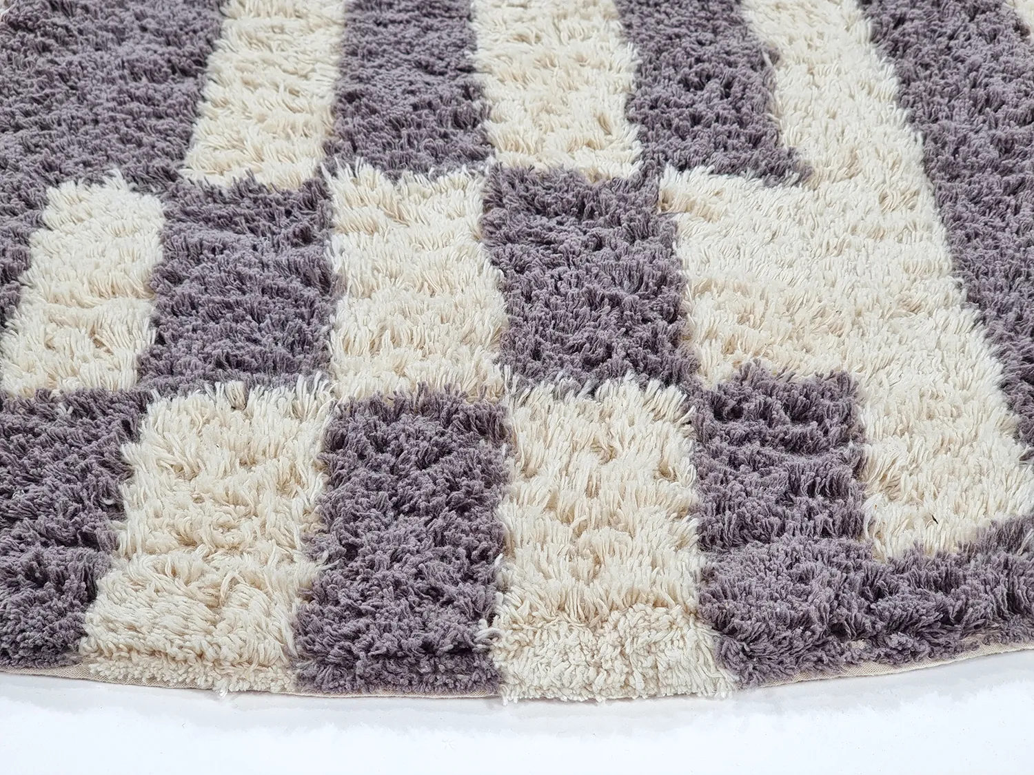 Kruhový koberec - Bergamo Natural Cotton Shaggy (šedá/biela)