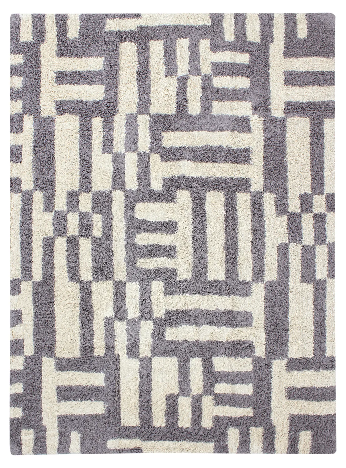 Koberec s dlhým vlasom - Bergamo Natural Cotton Shaggy (šedá/biela)
