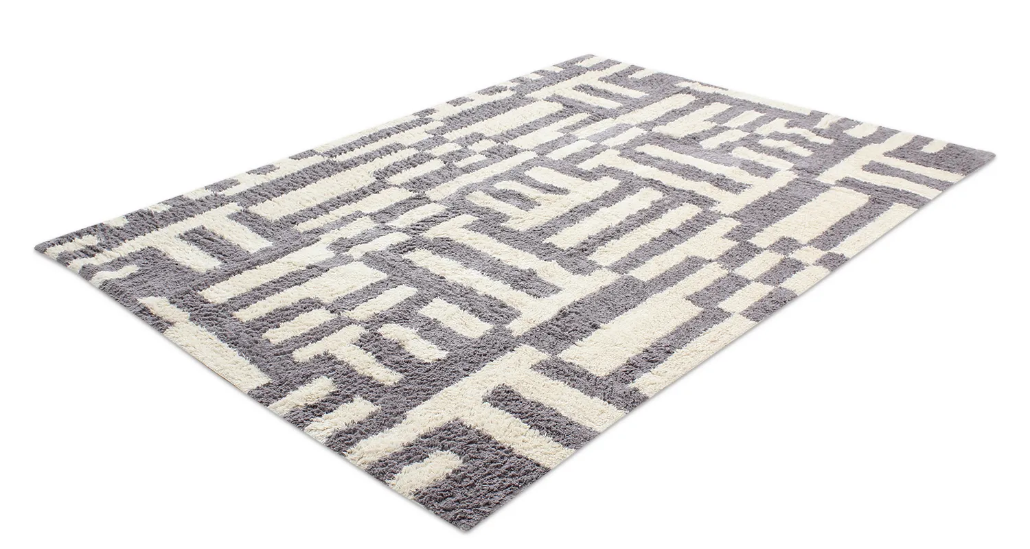 Koberec s dlhým vlasom - Bergamo Natural Cotton Shaggy (šedá/biela)