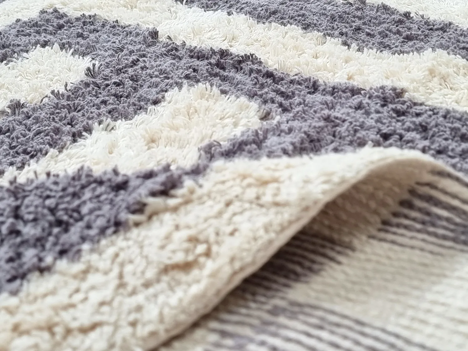 Koberec s dlhým vlasom - Bergamo Natural Cotton Shaggy (šedá/biela)