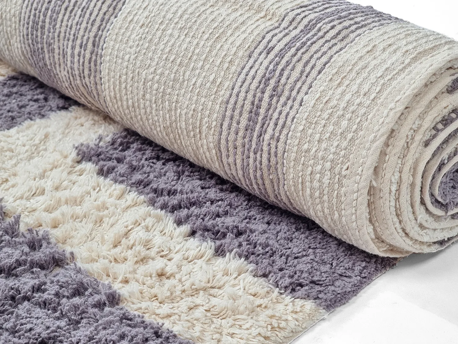 Koberec s dlhým vlasom - Bergamo Natural Cotton Shaggy (šedá/biela)
