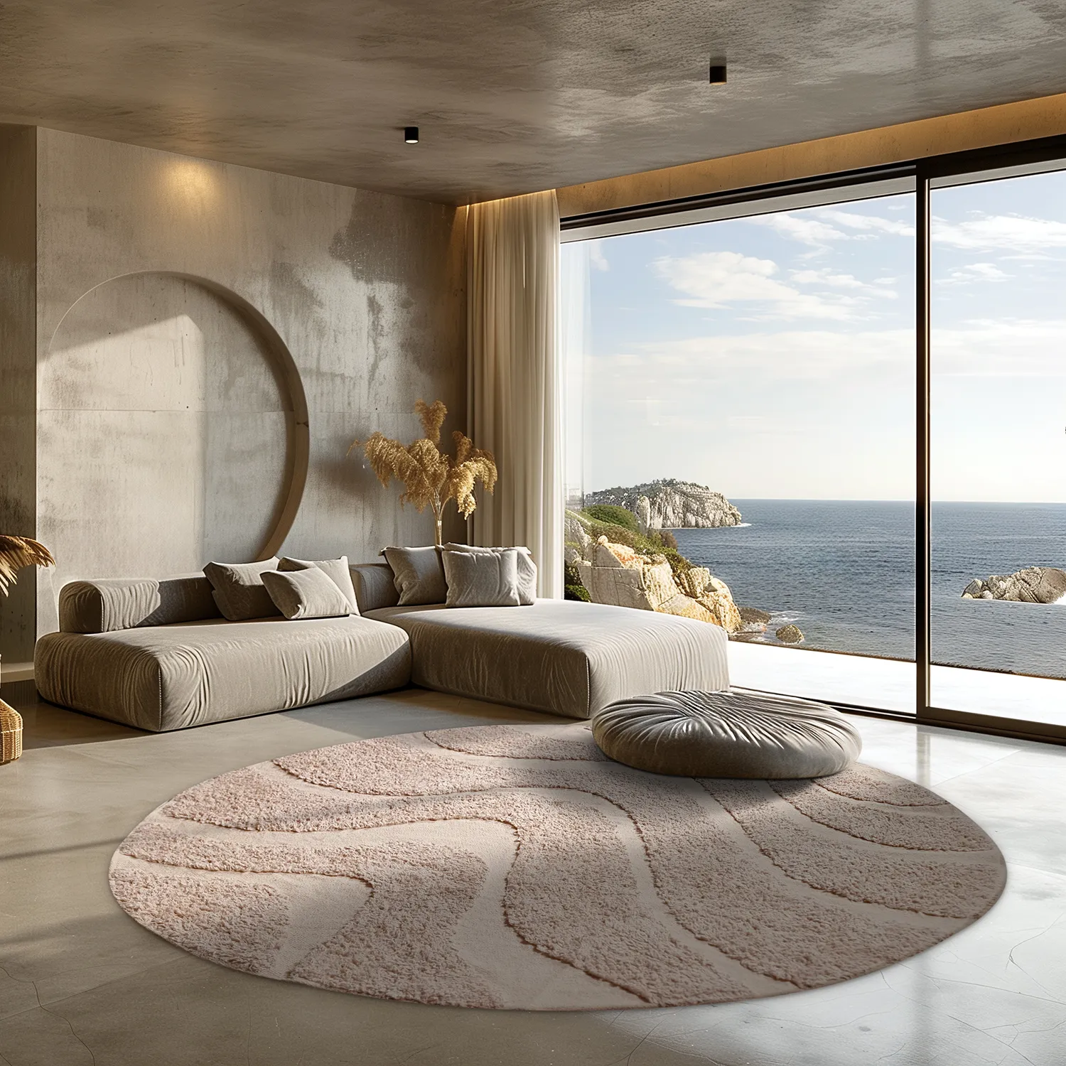 Kruhový koberec - Bonnie Natural Cotton Shaggy (béžový)