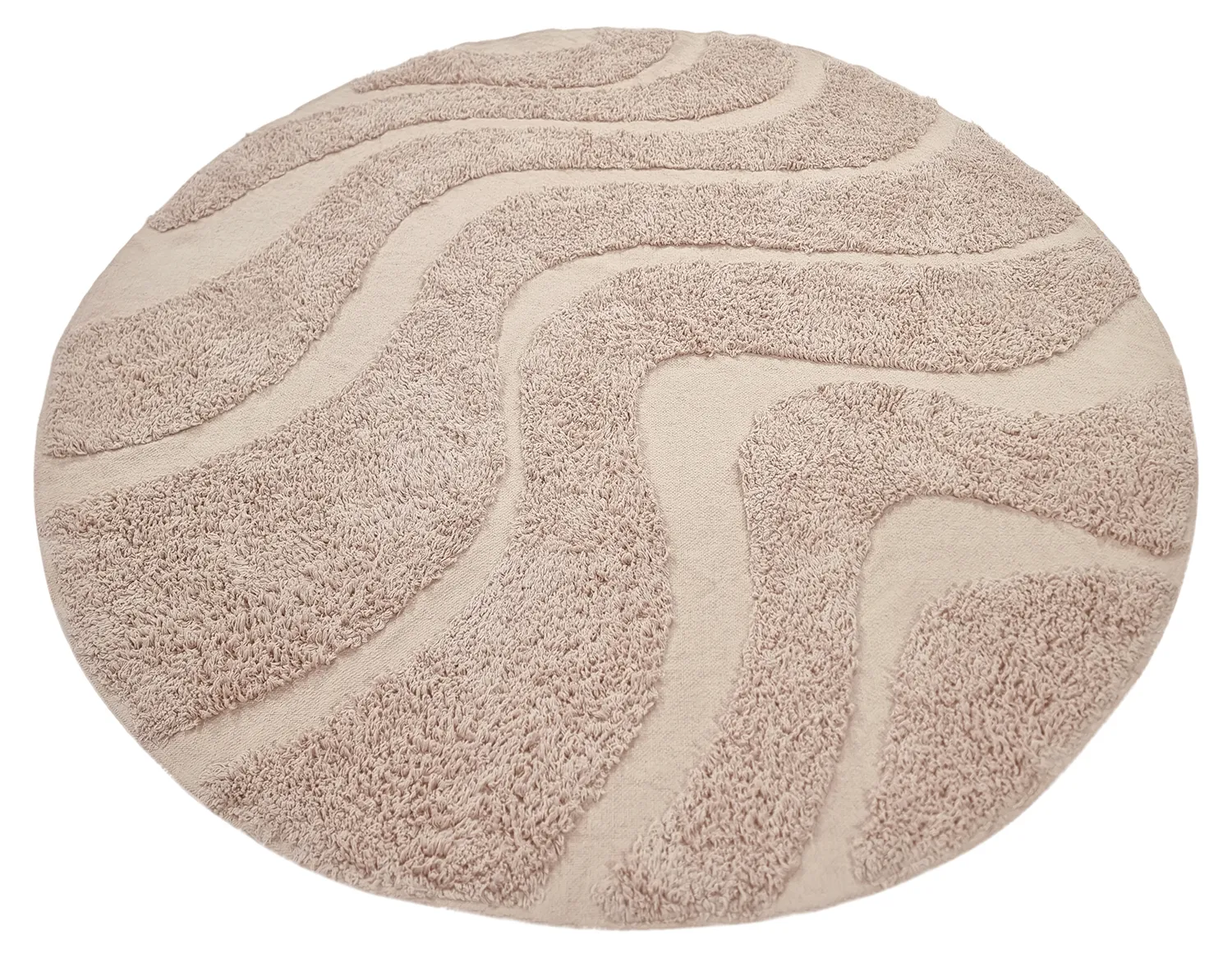 Kruhový koberec - Bonnie Natural Cotton Shaggy (béžový)