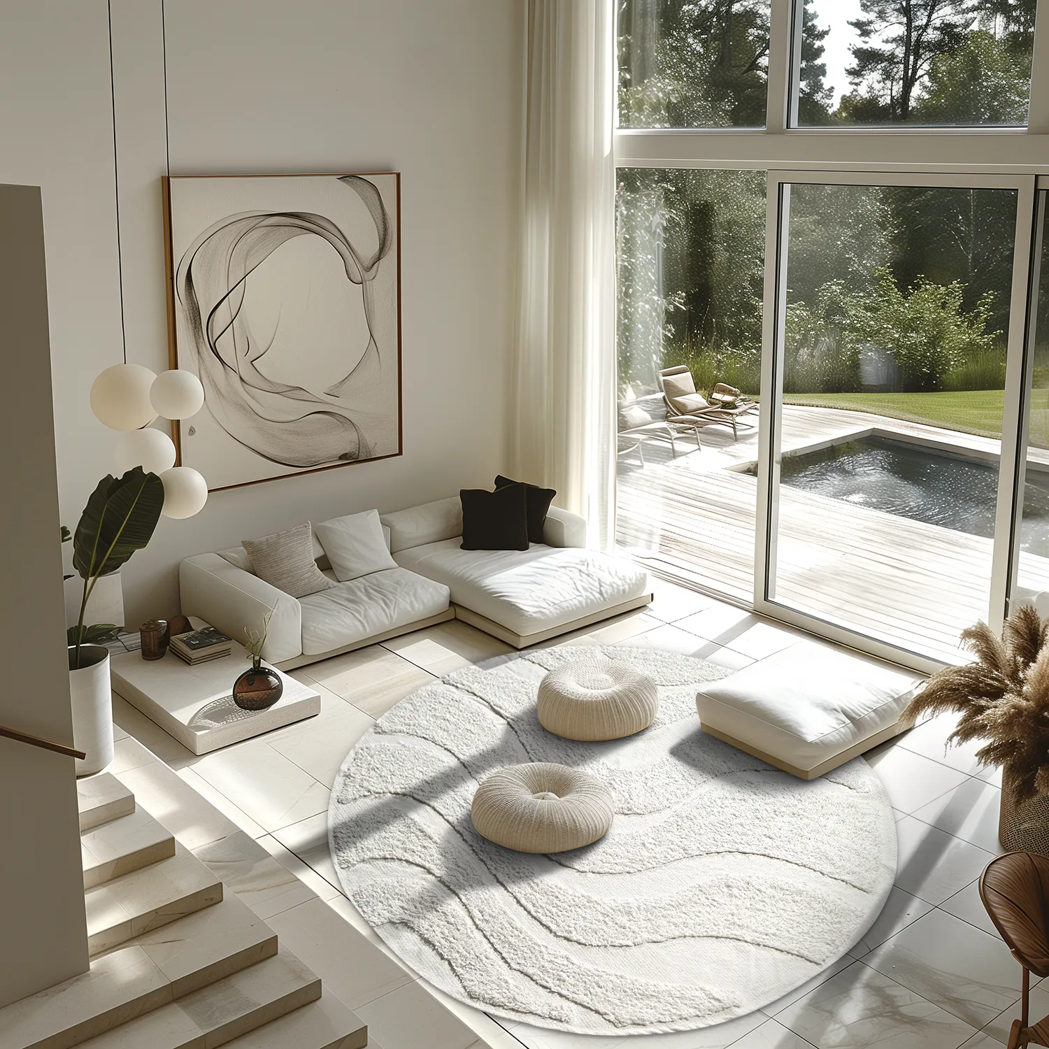 Kolo koberce - Bonnie Natural Cotton Shaggy (offwhite)