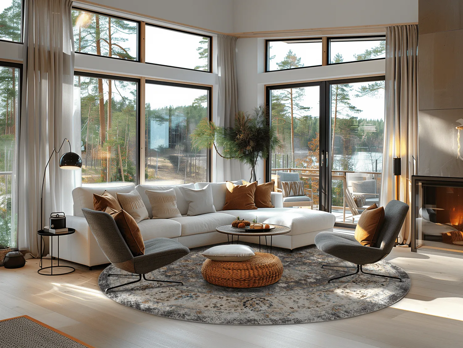 Kruhový koberec - Bouhjar (šedý/multicolor)