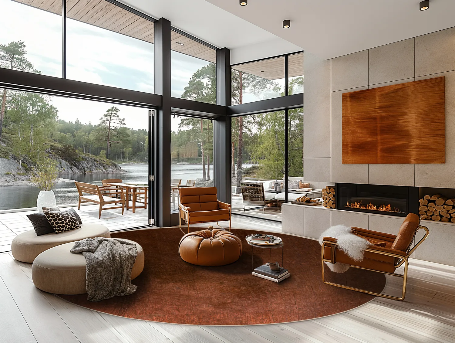 Koberec okrúhly - Bovera (hnedá/červená)