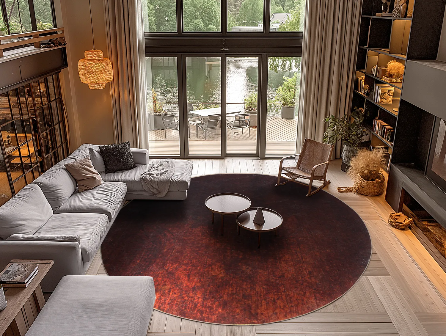 Kruhový koberec - Bovera (červený)