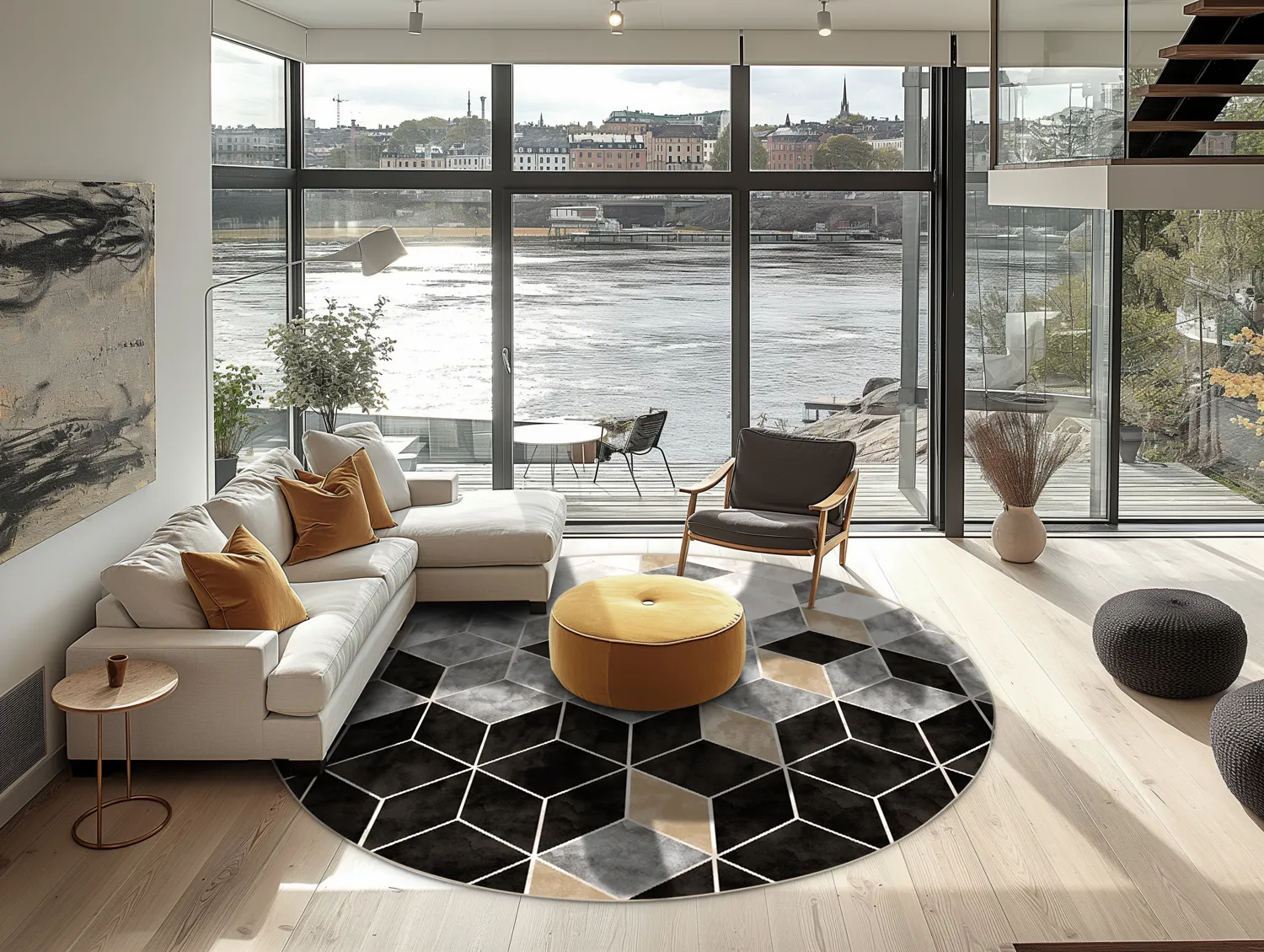 Kruhový koberec - Brigooda (šedý)