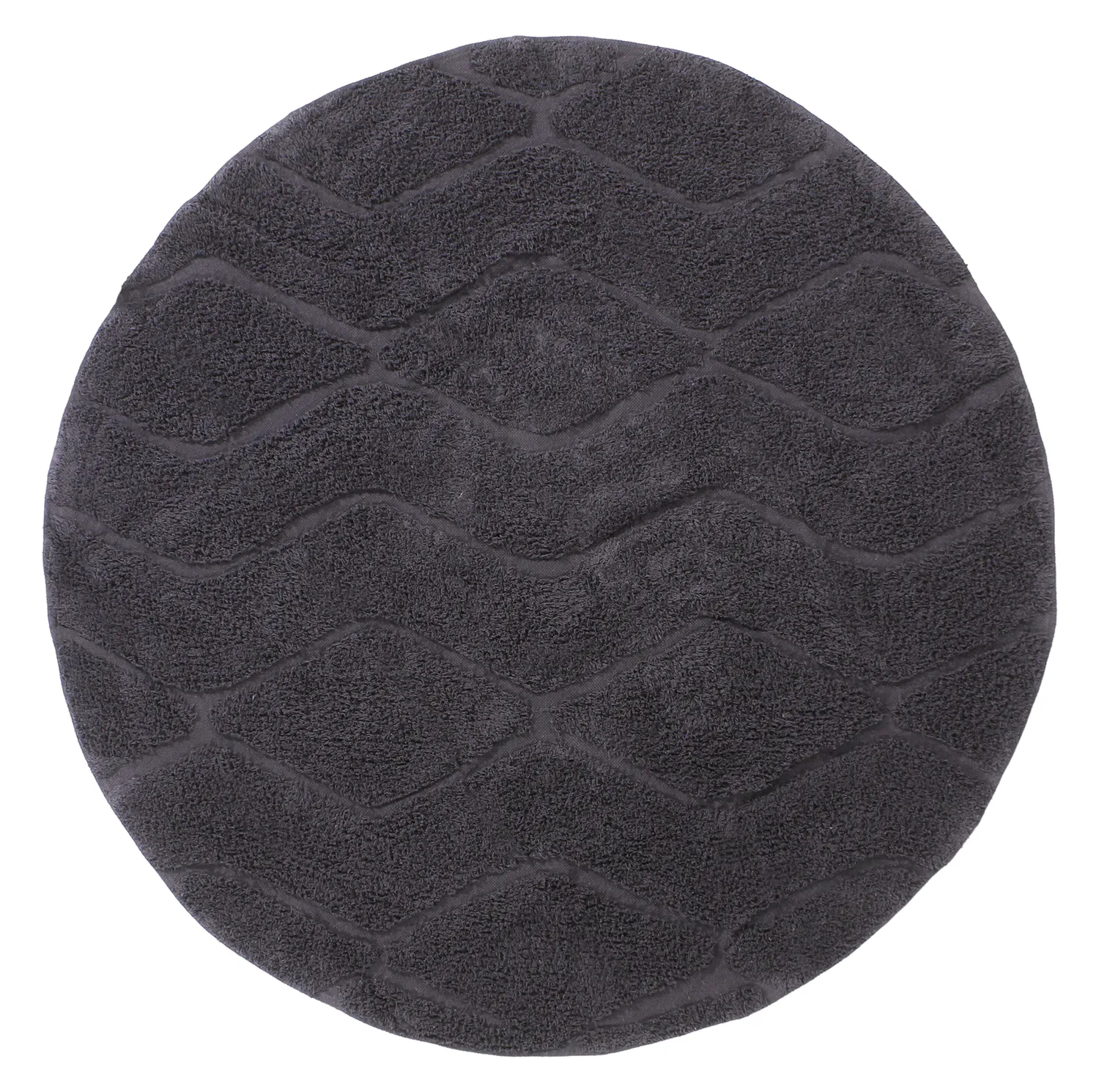 Kolo koberce - Brynn Natural Cotton Shaggy (čierny)