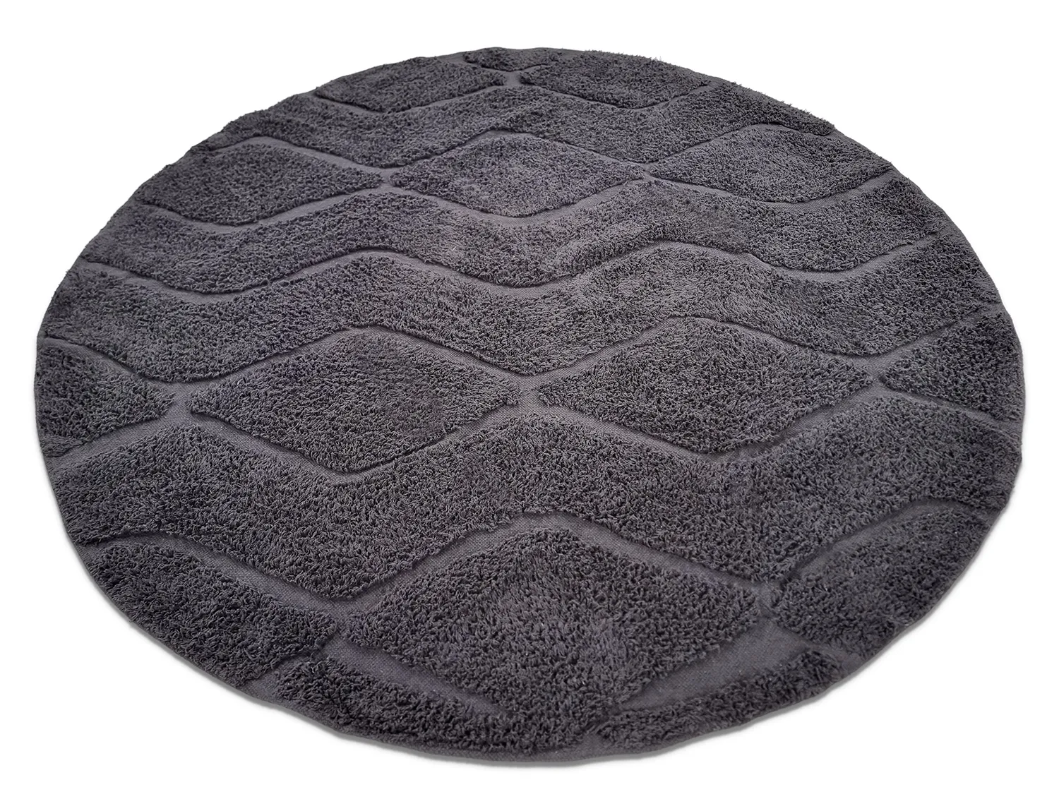 Kolo koberce - Brynn Natural Cotton Shaggy (čierny)