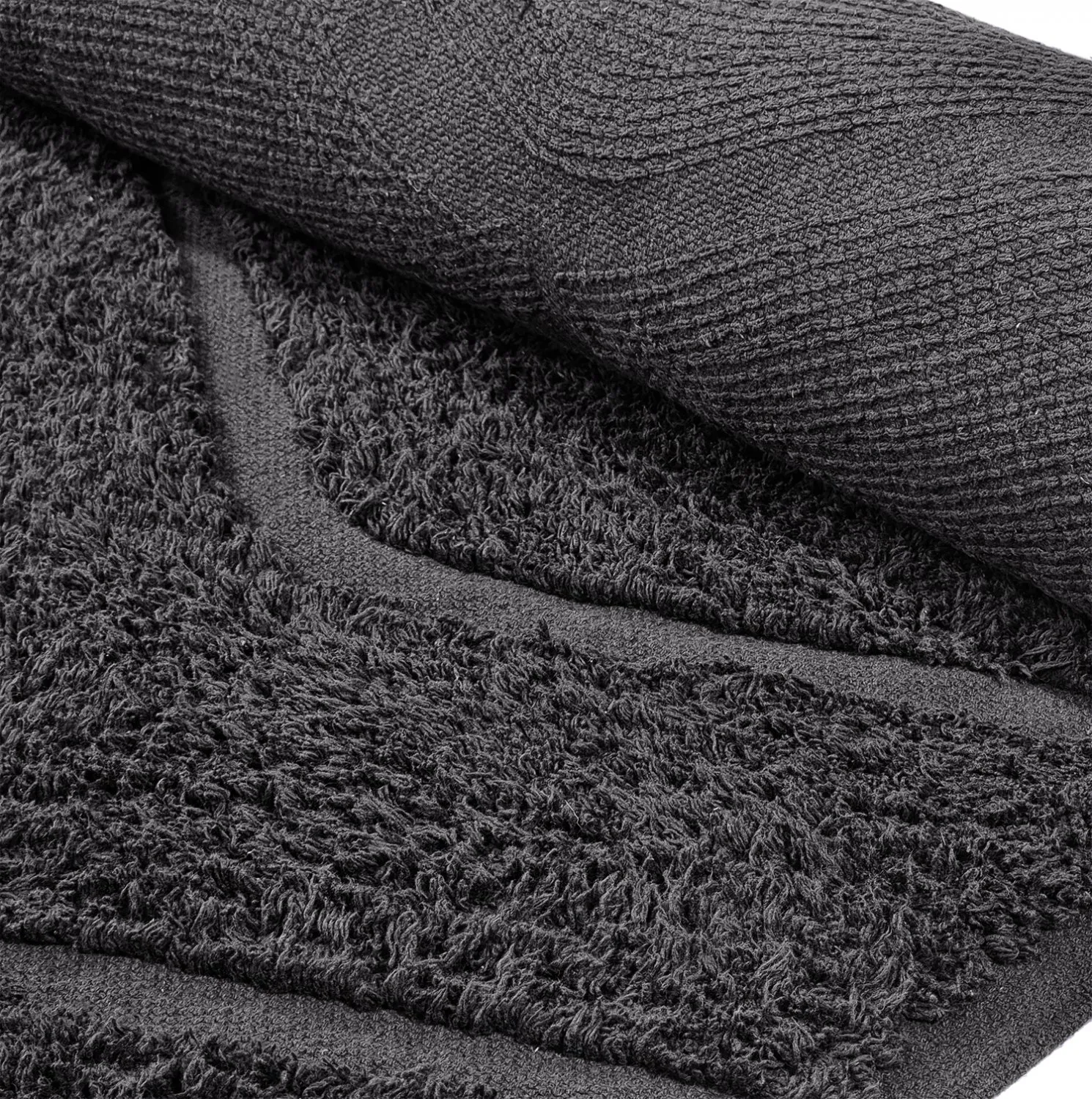 Kolo koberce - Brynn Natural Cotton Shaggy (čierny)