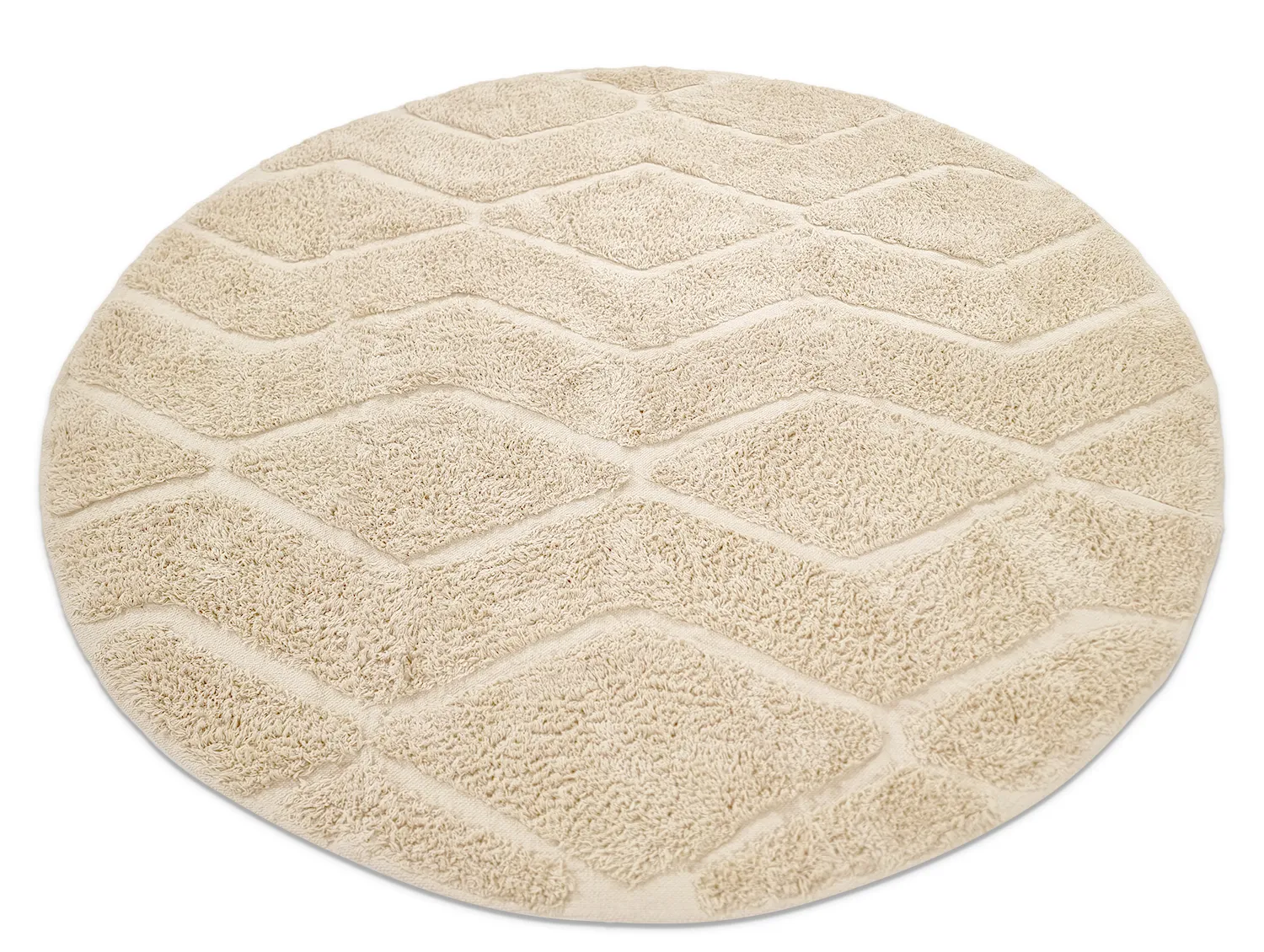 Kolo koberce - Brynn Natural Cotton Shaggy (béžový)