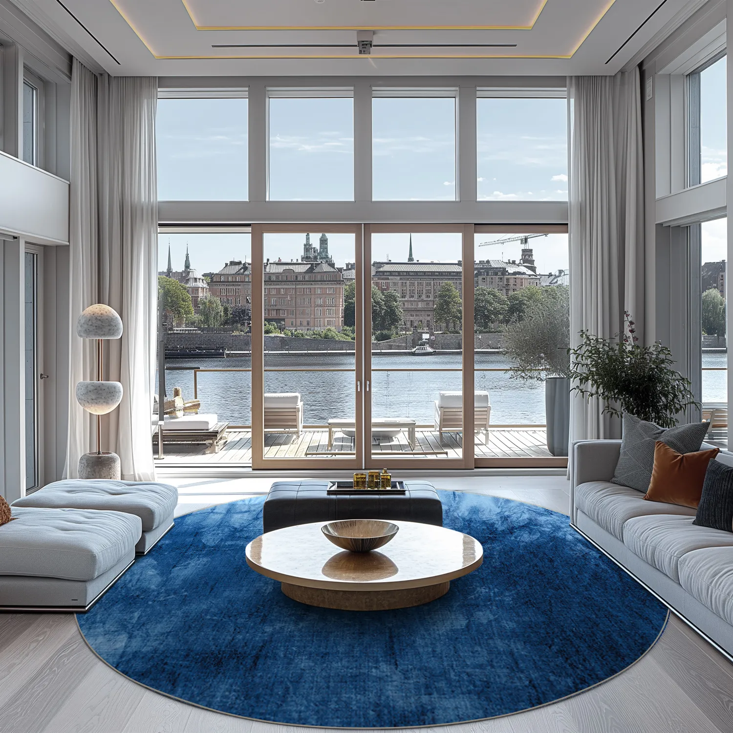 Kruhový koberec - Cargese (modrý)