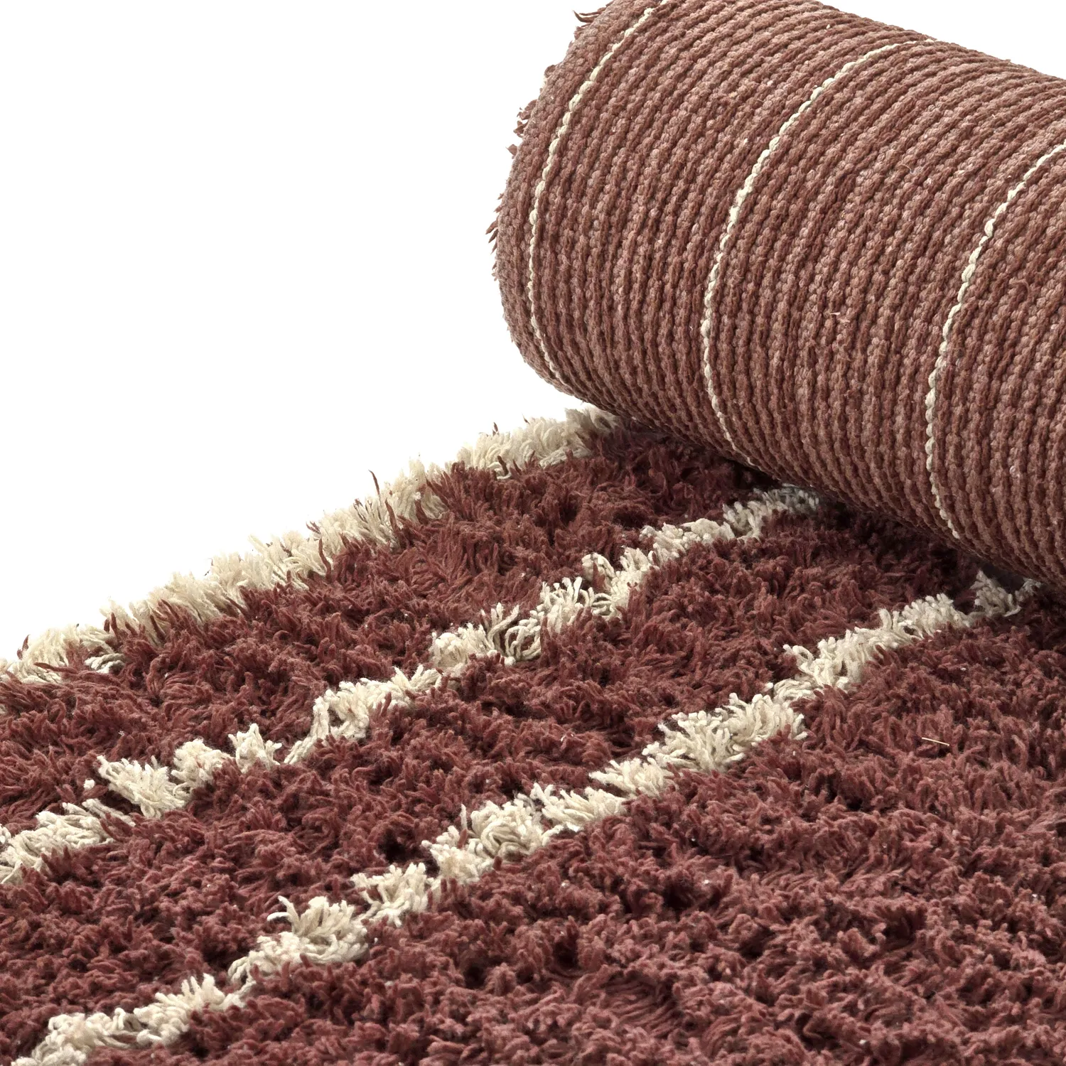 Koberce s dlhým vlasom - Cataya Natural Cotton Shaggy (hnedá/béžová)