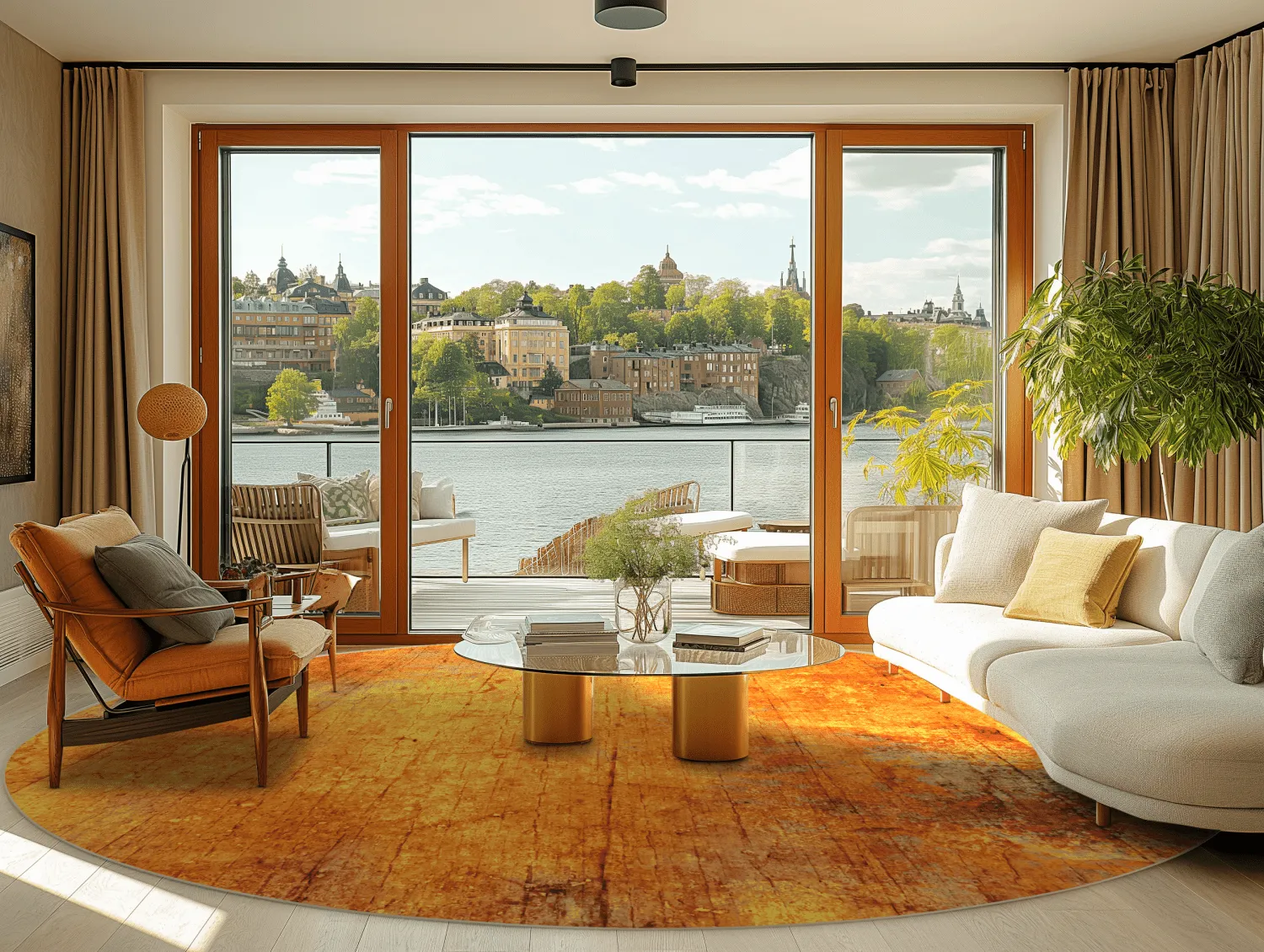 Kruhový koberec - Cesano (oranžový)