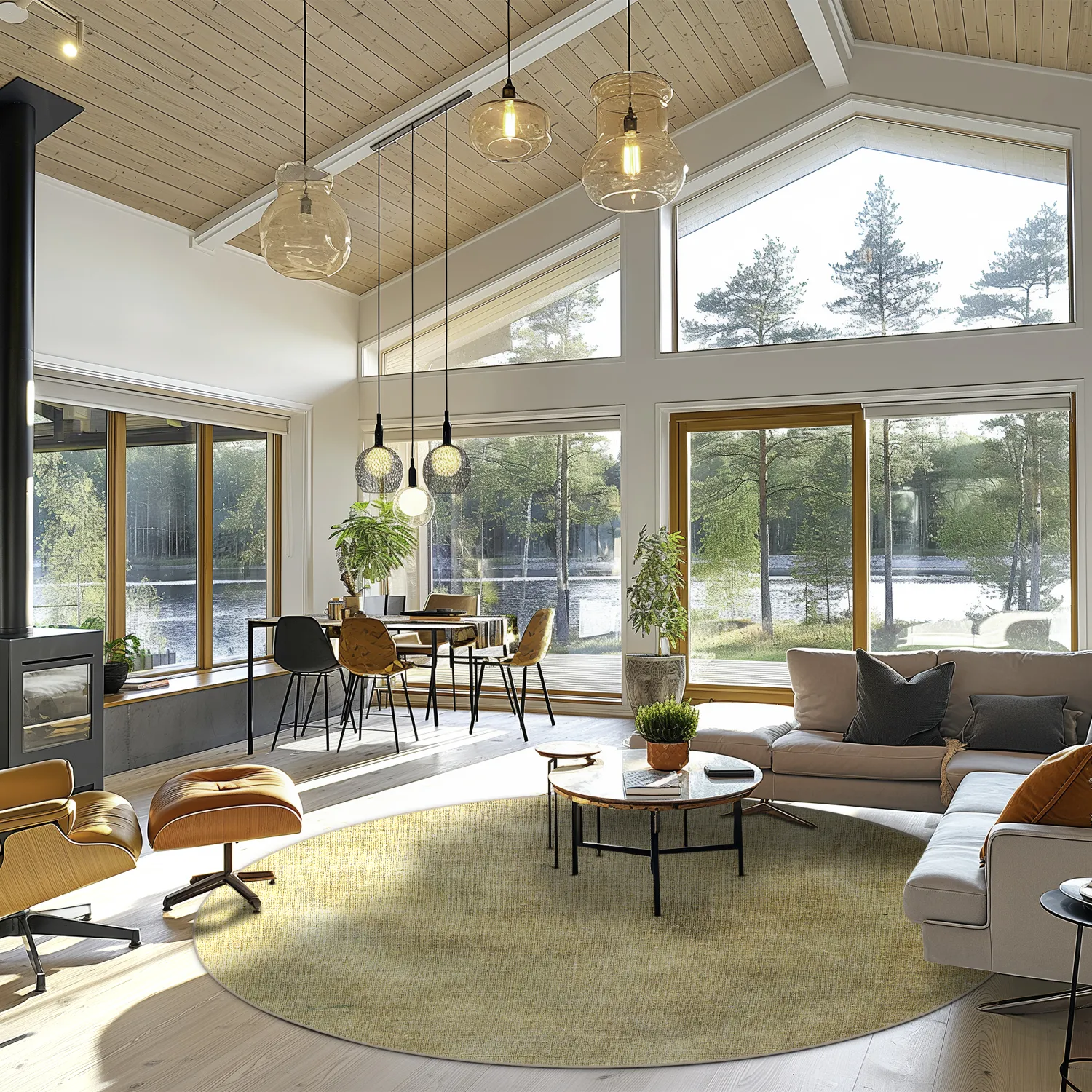 Kruhový koberec - Chodos (zlatý)