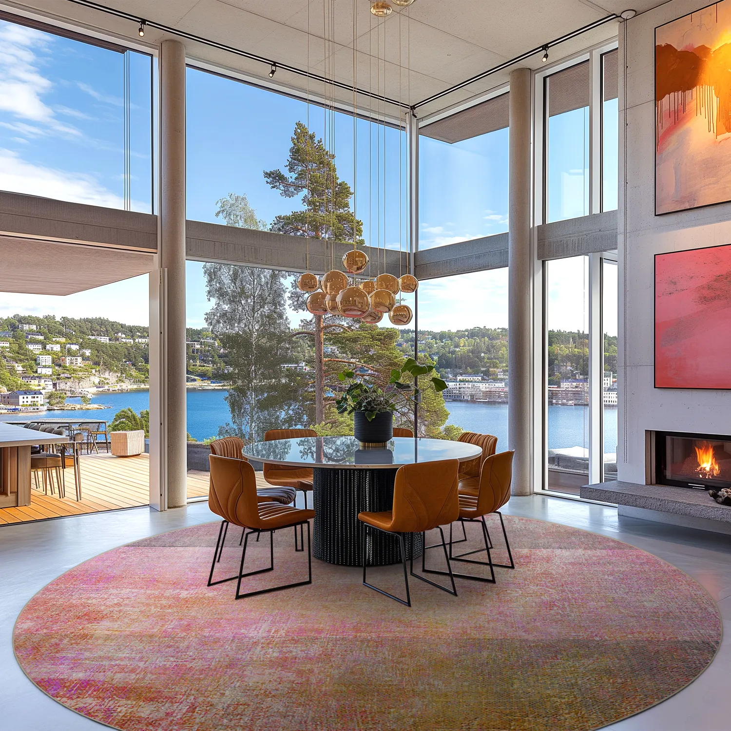 Kruhový koberec - Cicoria (ružová/fialová)