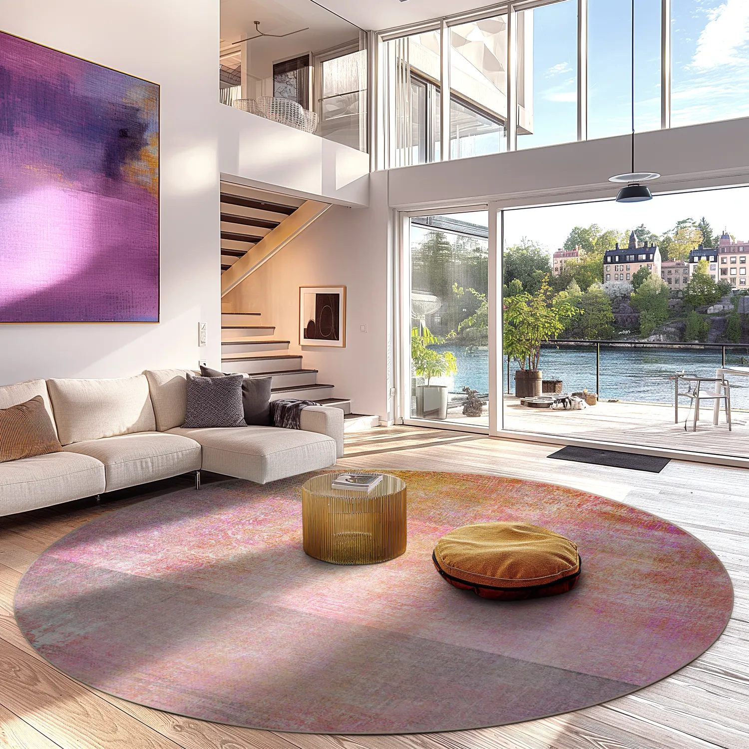 Kruhový koberec - Cicoria (ružová/fialová)