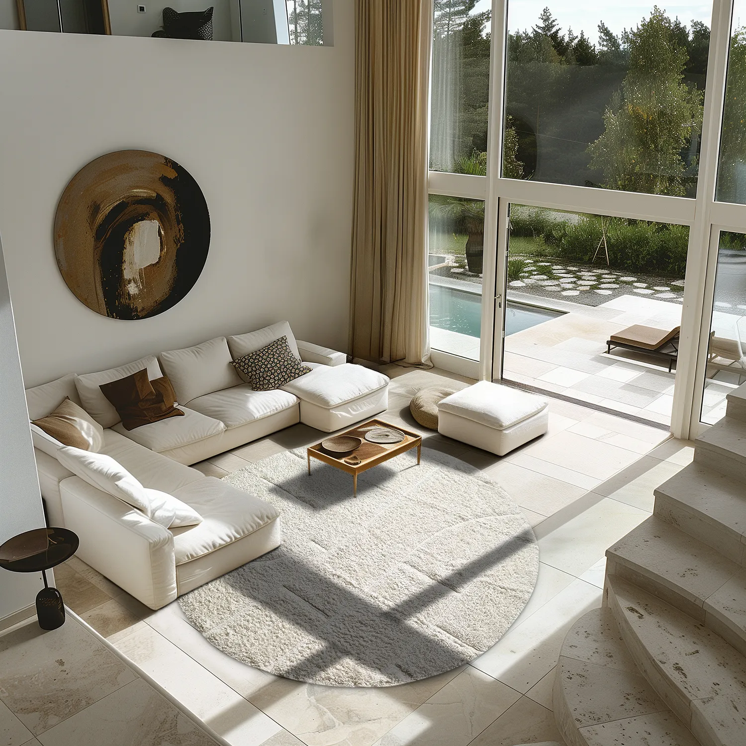 Kolo koberce - Cremona Natural Cotton Shaggy (offwhite)