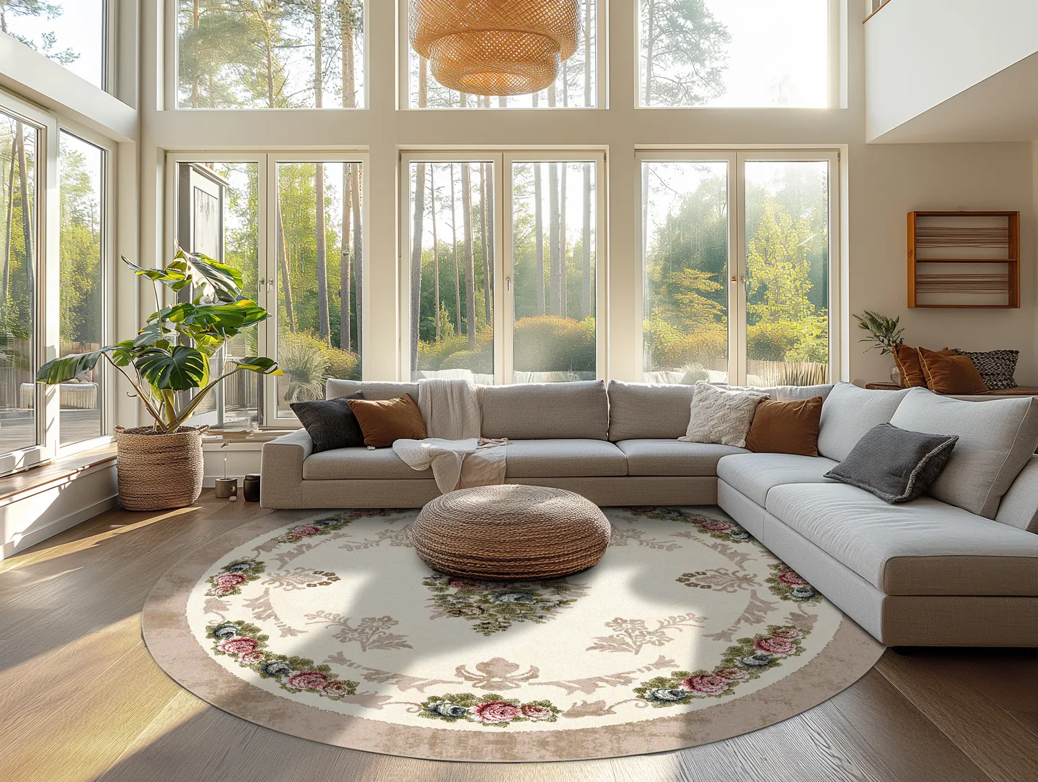 Kruhový koberec - Delpha (béžová/multicolor)