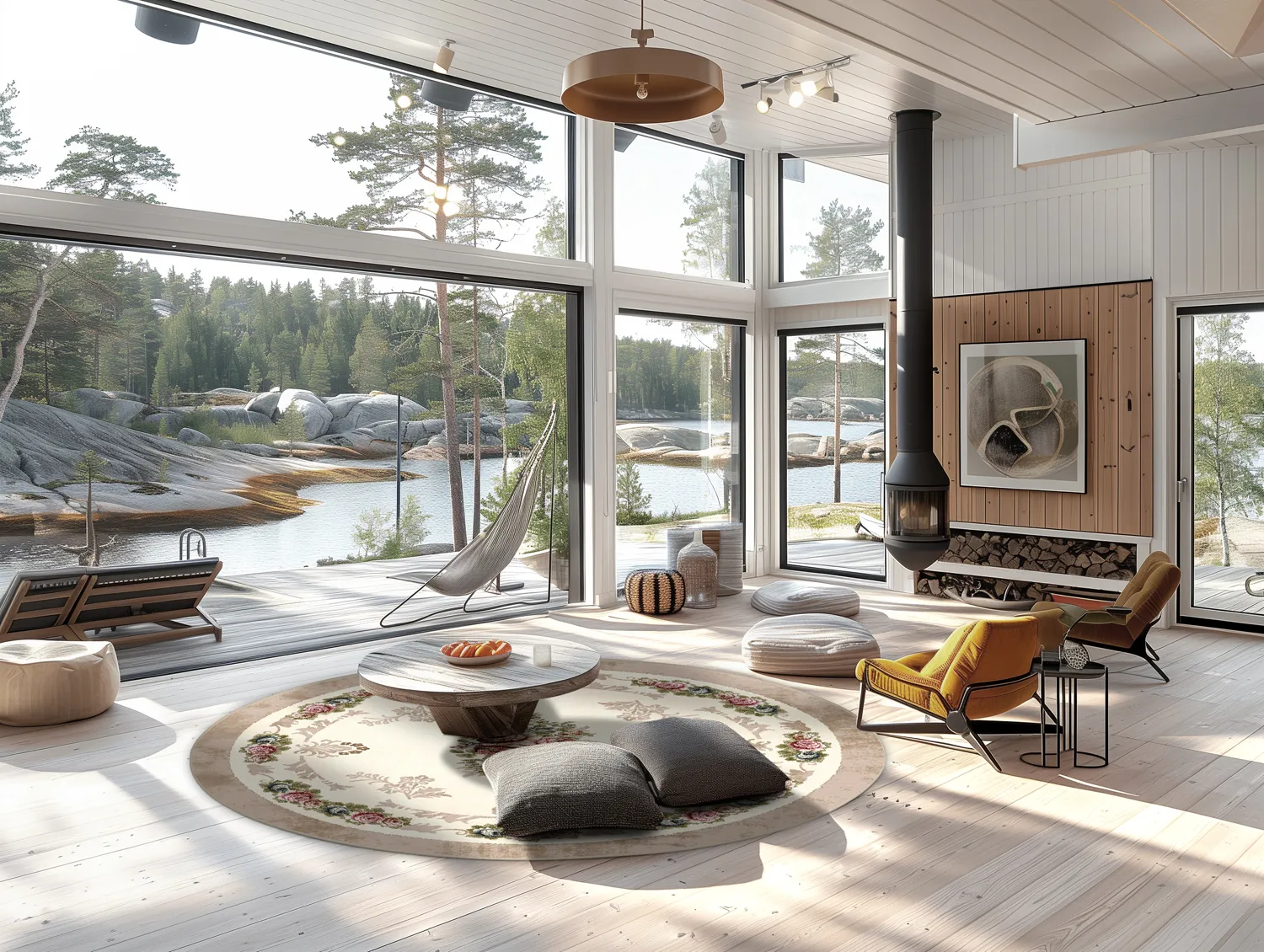 Kruhový koberec - Delpha (béžová/multicolor)