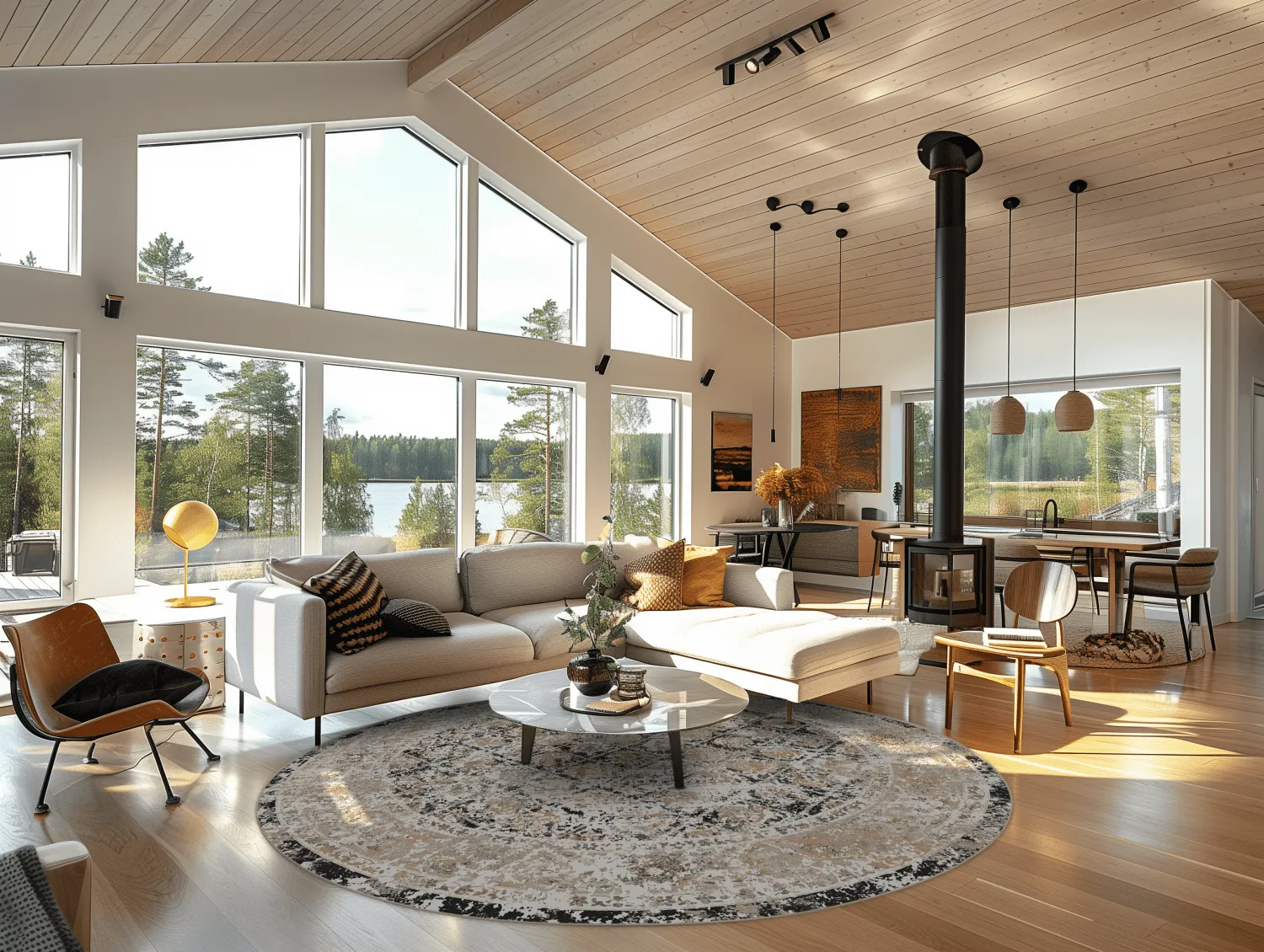 Kruhový koberec - Douz (čierny/multicolor)