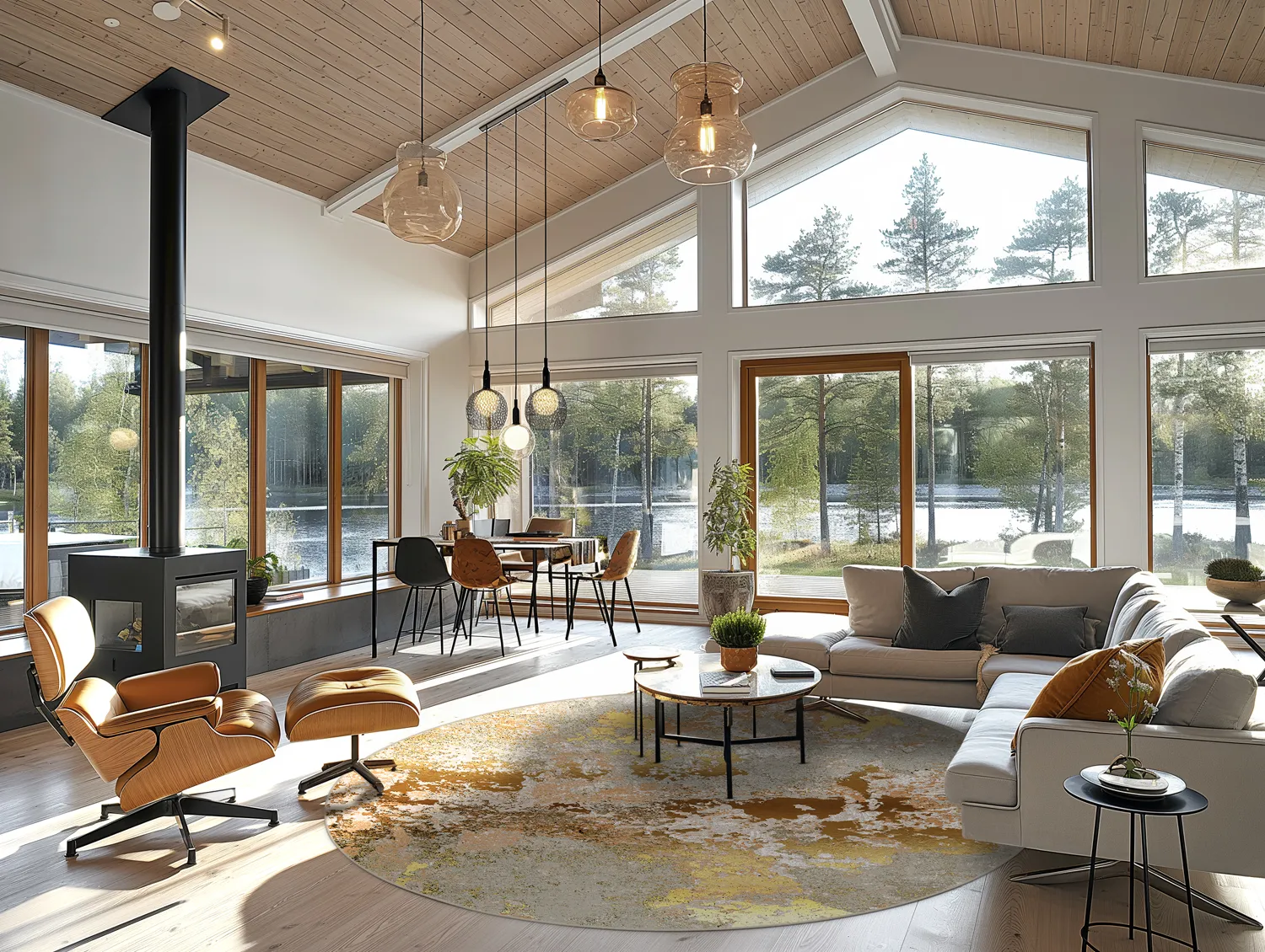 Kruhový koberec - Elena (béžová/zlatá)