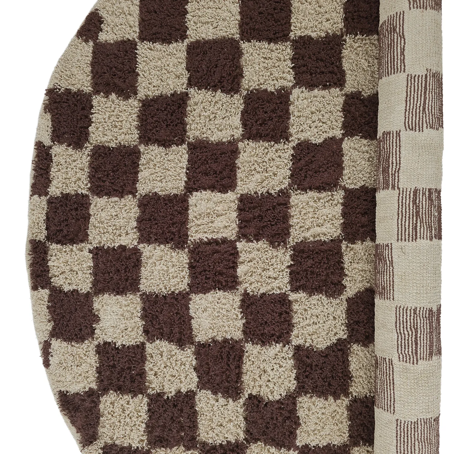 Kolo koberce - Elsey Natural Cotton Shaggy (béžová/hnedá)