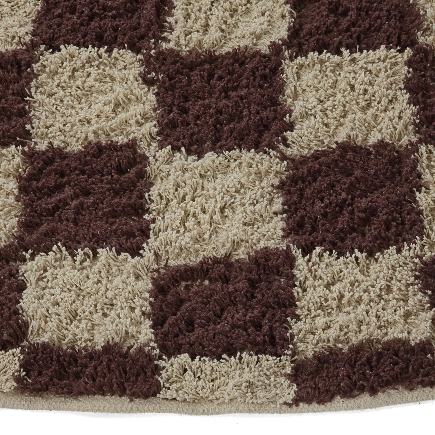 Kolo koberce - Elsey Natural Cotton Shaggy (béžová/hnedá)