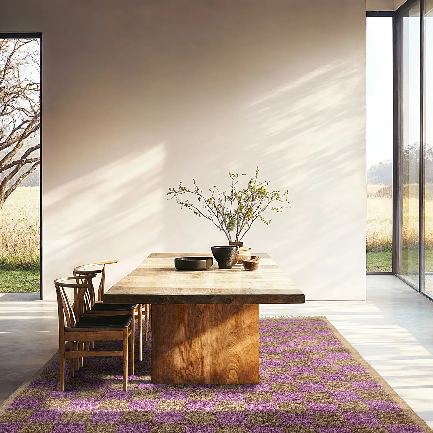 Koberce s dlhým vlasom - Elsey Natural Cotton Shaggy (hnedá/fialová)