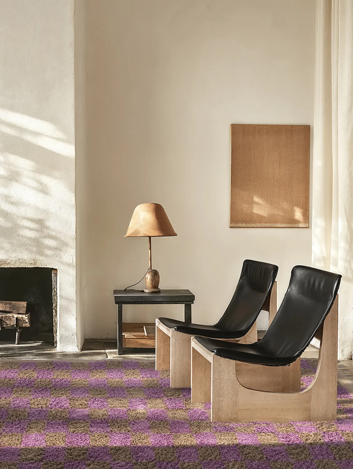 Koberce s dlhým vlasom - Elsey Natural Cotton Shaggy (hnedá/fialová)