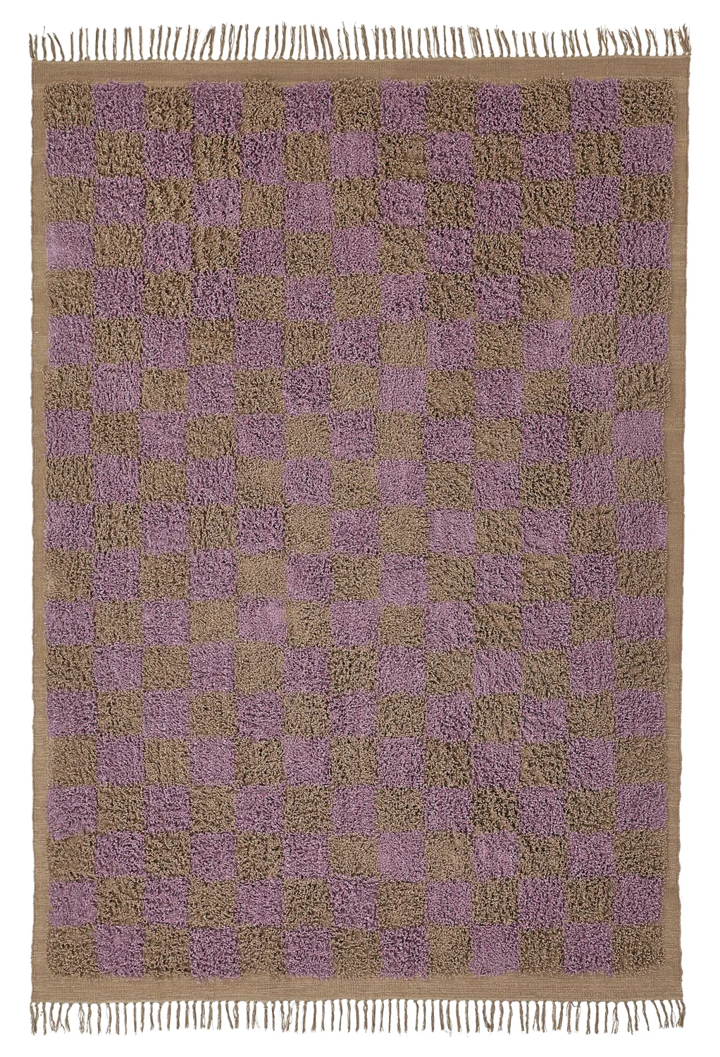 Koberce s dlhým vlasom - Elsey Natural Cotton Shaggy (hnedá/fialová)