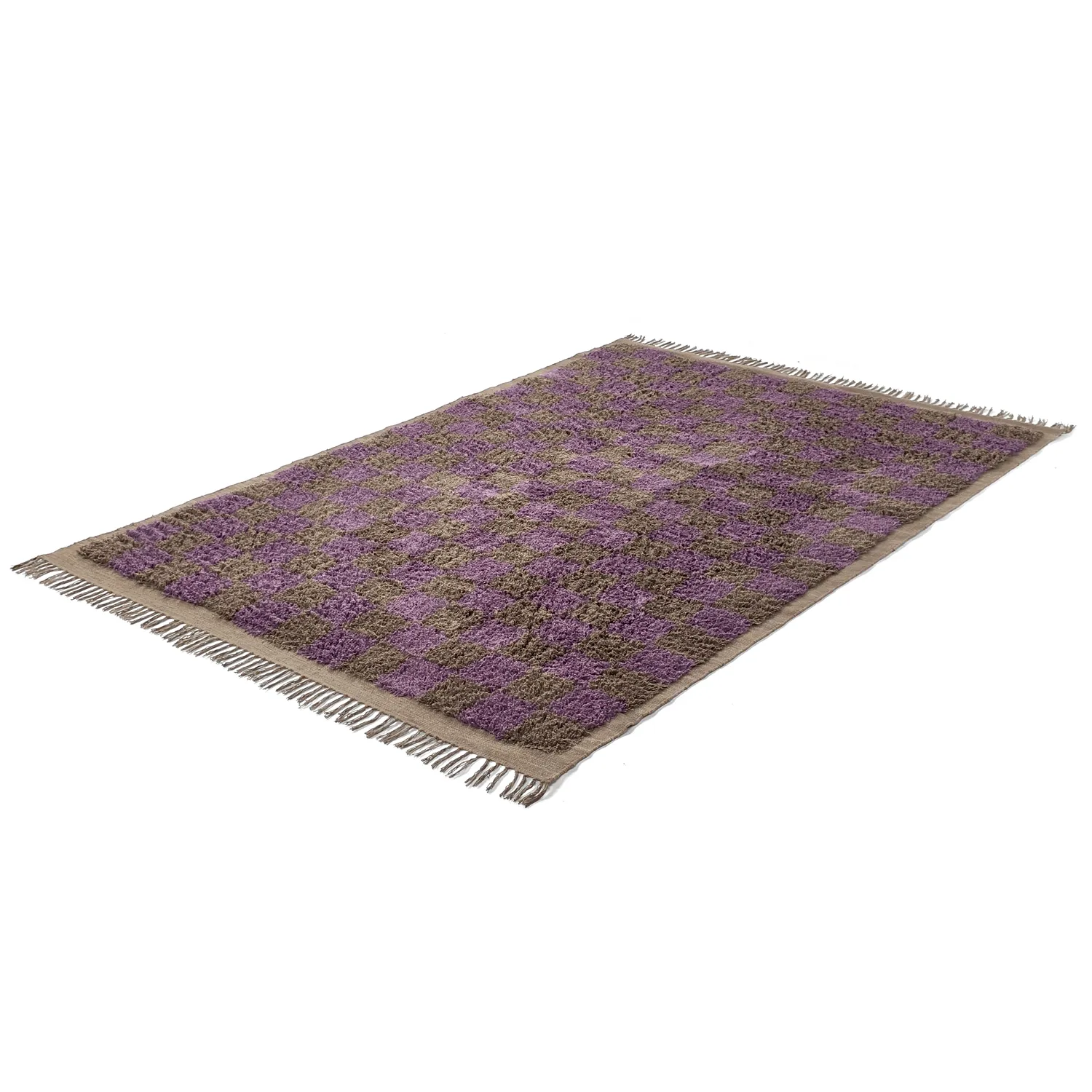 Koberce s dlhým vlasom - Elsey Natural Cotton Shaggy (hnedá/fialová)