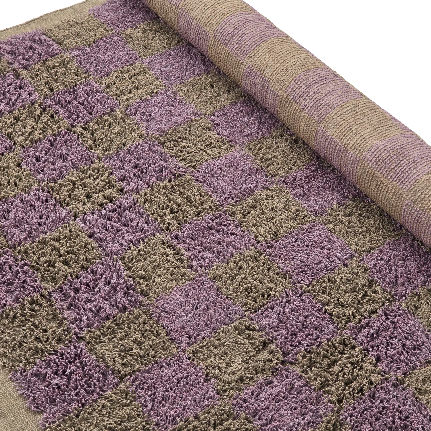 Koberce s dlhým vlasom - Elsey Natural Cotton Shaggy (hnedá/fialová)