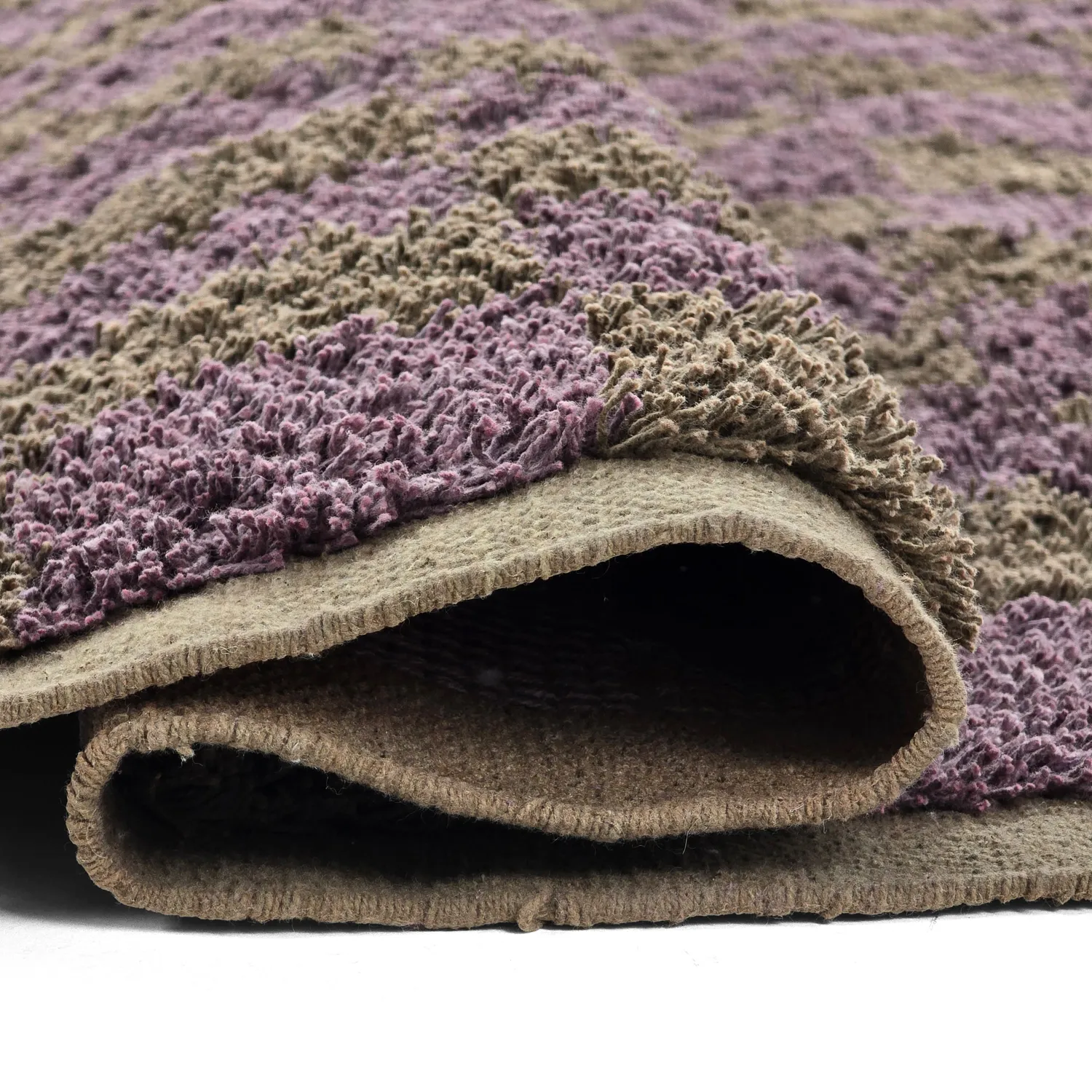 Koberce s dlhým vlasom - Elsey Natural Cotton Shaggy (hnedá/fialová)