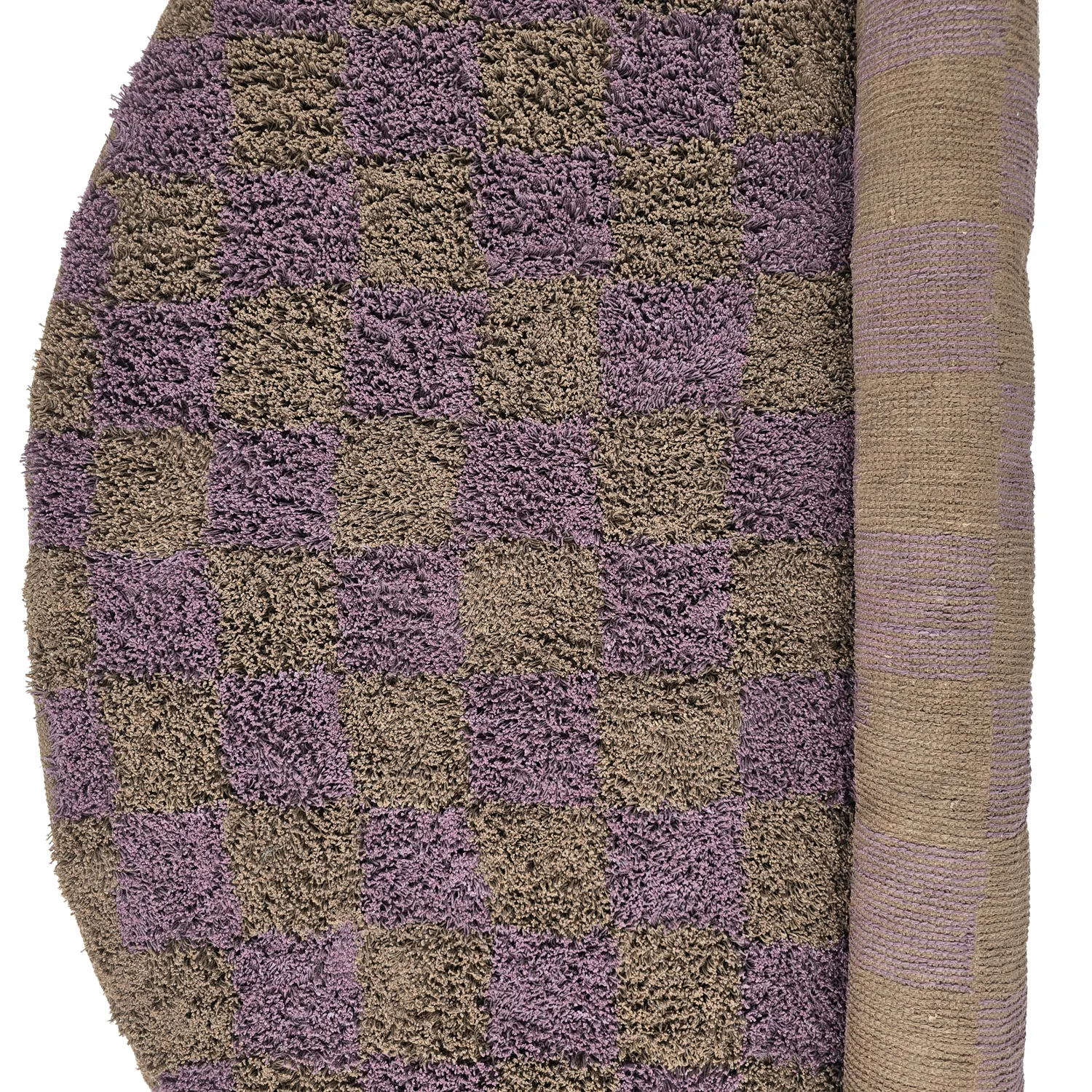 Kolo koberce - Elsey Natural Cotton Shaggy (hnedá/fialová)