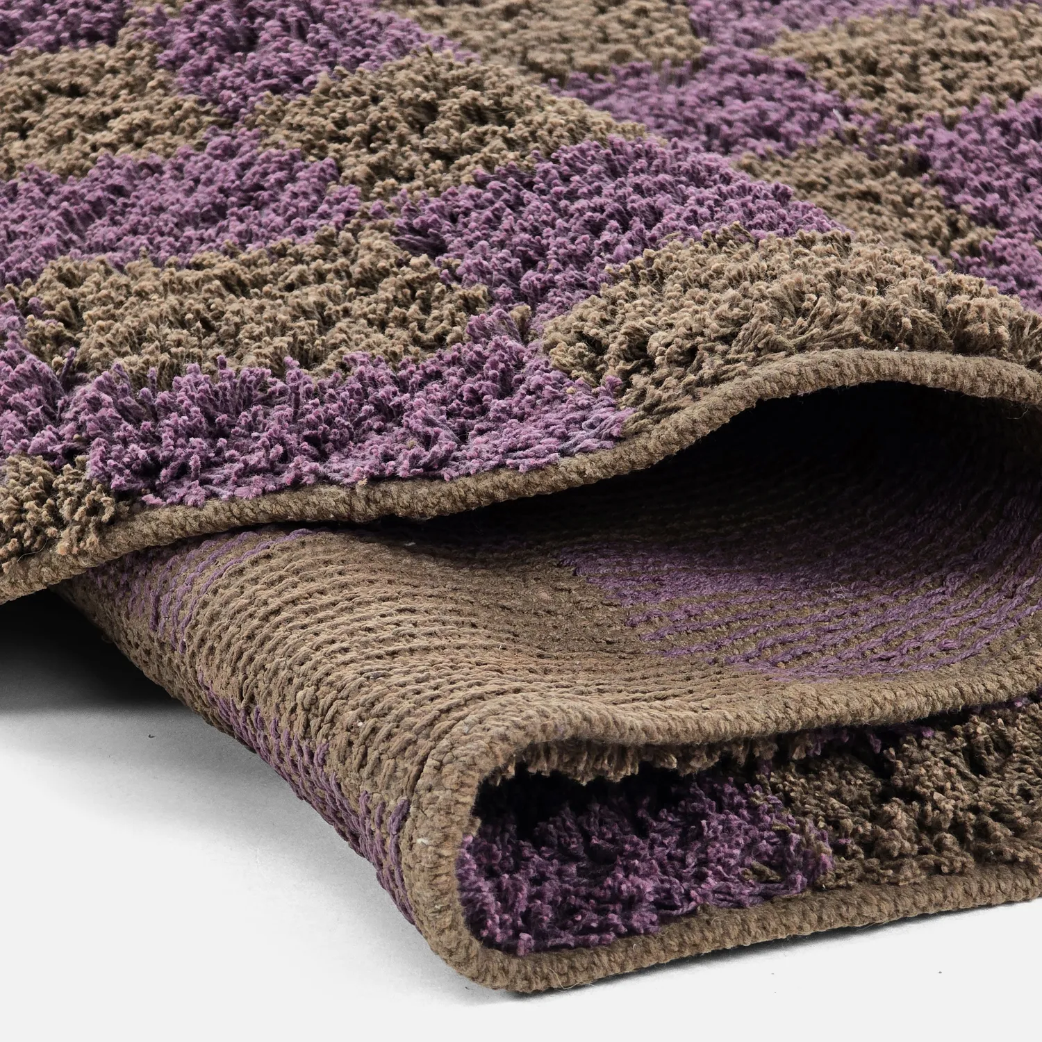 Kolo koberce - Elsey Natural Cotton Shaggy (hnedá/fialová)