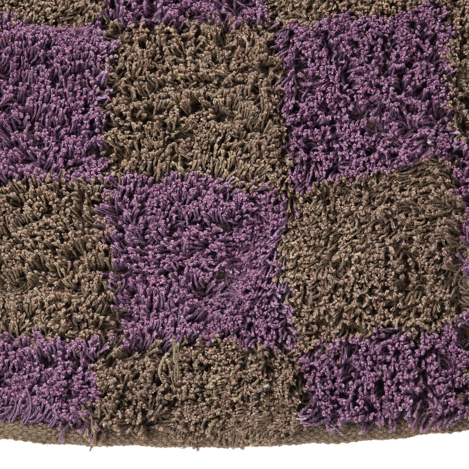 Kolo koberce - Elsey Natural Cotton Shaggy (hnedá/fialová)